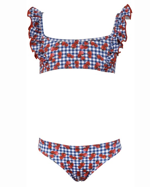 Imagen 0 de Bikini de niña Tani de cuadros vichy con estampado de fresas