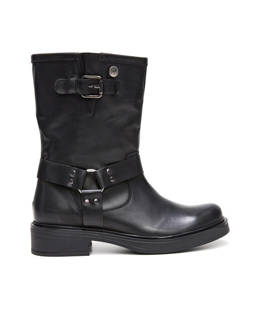 Imagen 0 de Botas de mujer bajas de piel con estilo motero