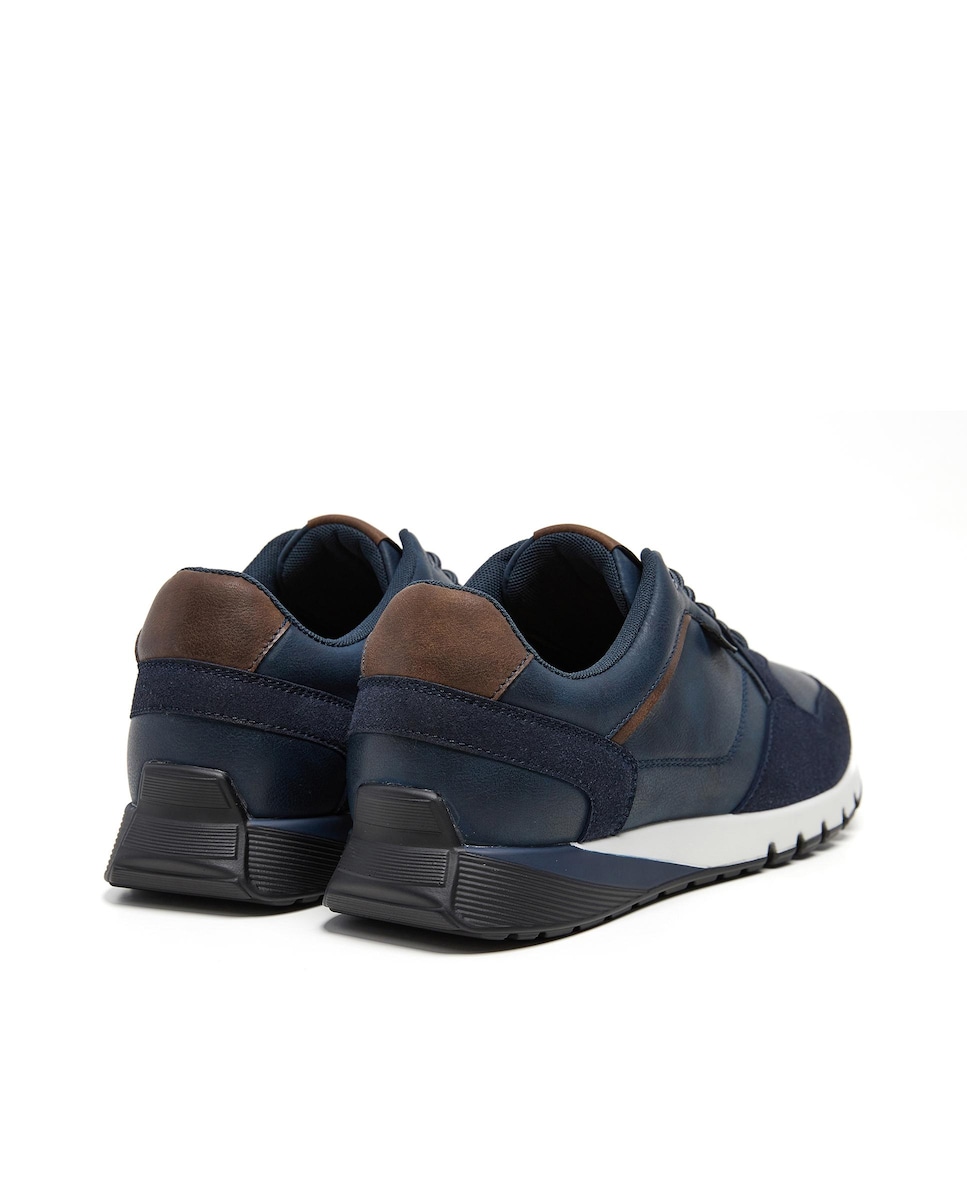 Zapatillas de hombre con cierre de cordones y collarín acolchado Azul marino-2