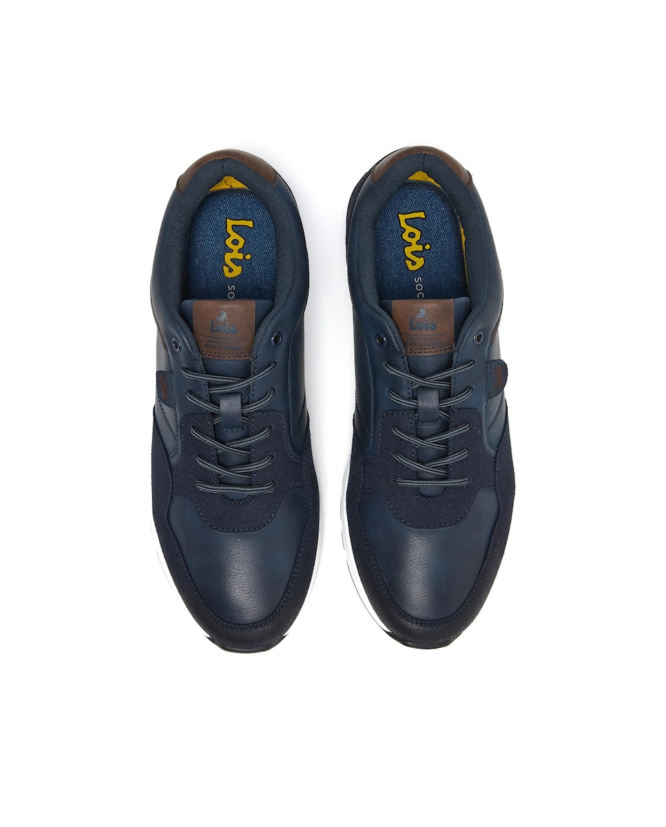 Zapatillas de hombre con cierre de cordones y collarín acolchado Azul marino-4