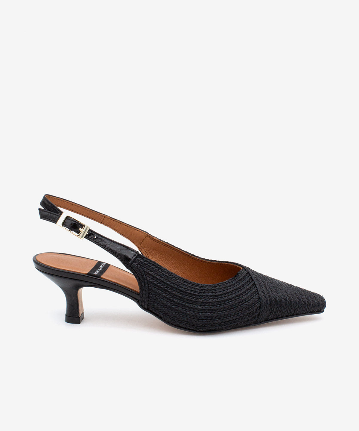 Ángel Alarcón - Zapatos de salón de mujer destalonado de punta fina y tacón bajo de cordón de rafia, OLIVIA.