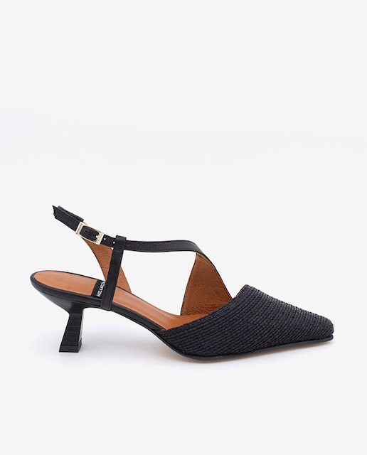 Imagen 0 de Zapatos de salón de mujer destalonadoss con pala de rafia y tira cruzada LORAINE