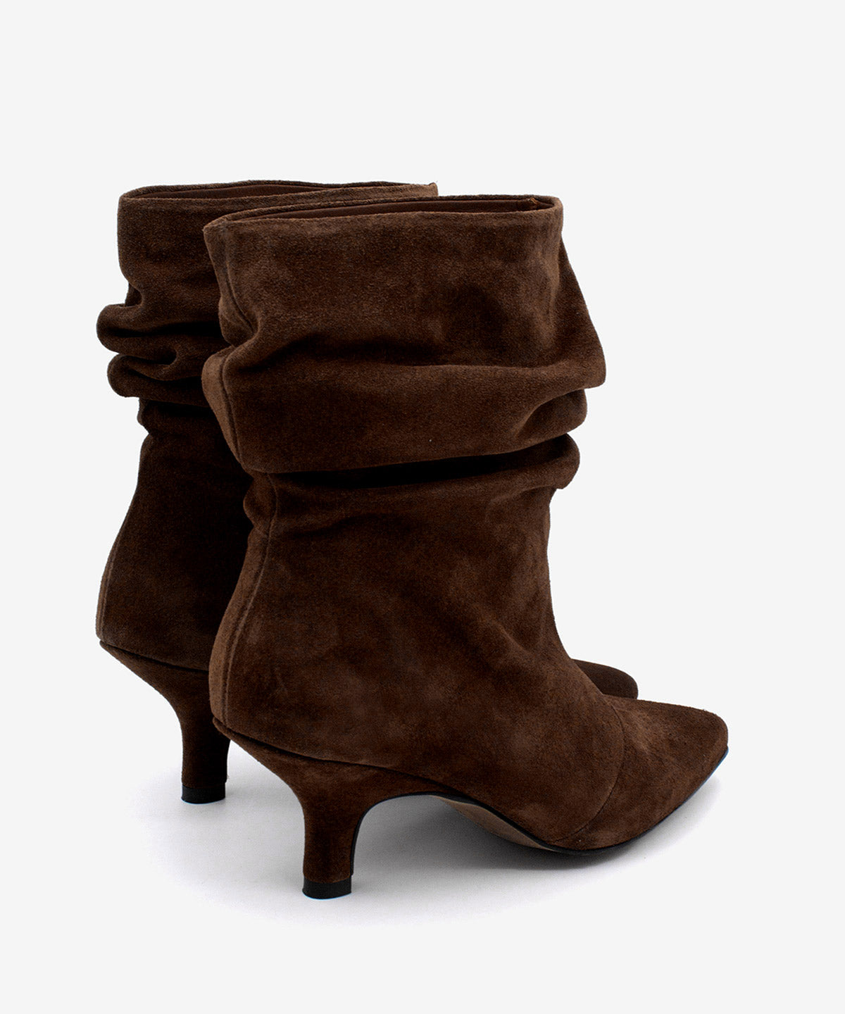 Botines básicos de mujer de tacón fino y caña fruncida de serraje, lisette - Ángel Alarcón - Marrón oscuro Marrón oscuro-5