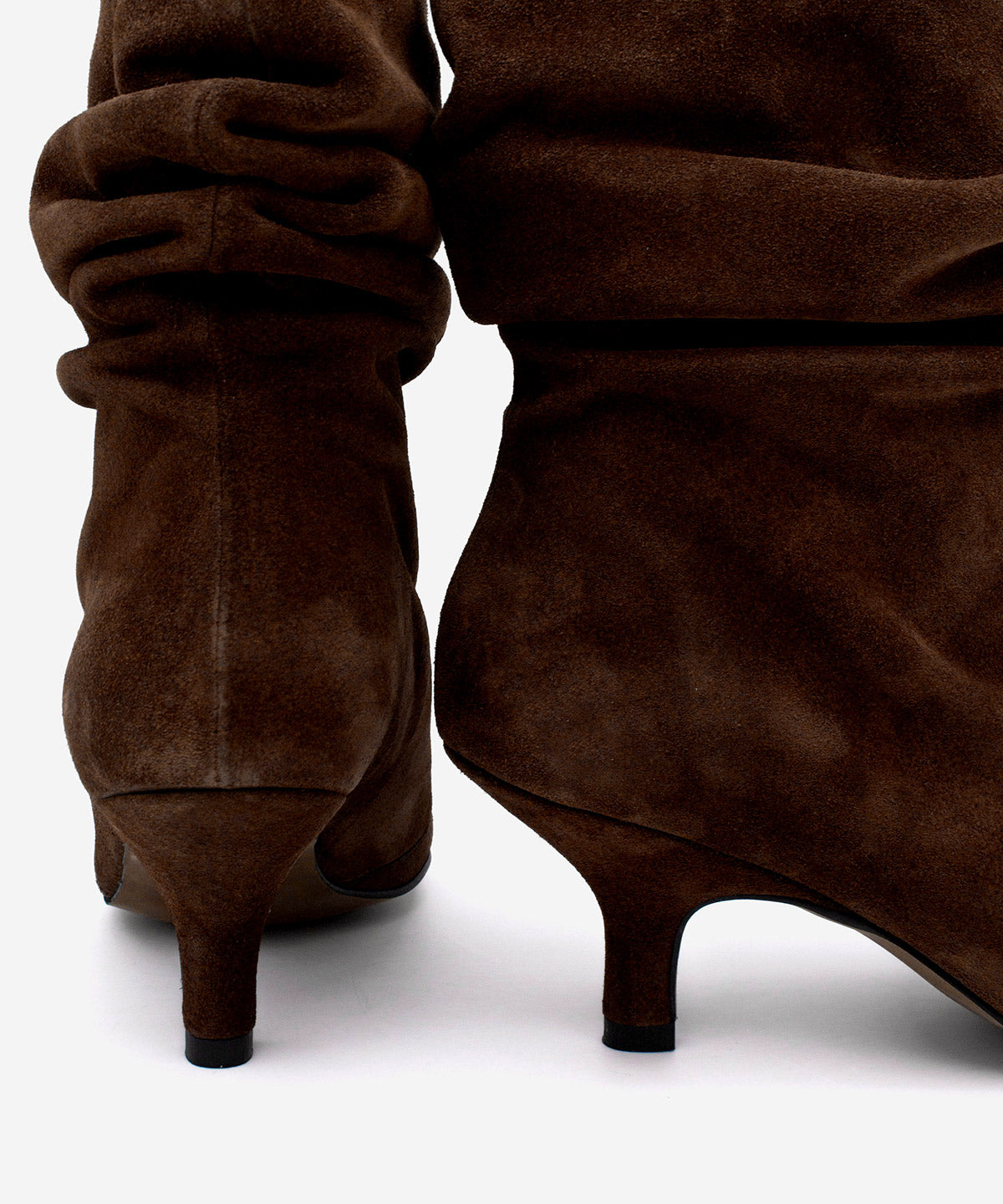 Botines básicos de mujer de tacón fino y caña fruncida de serraje, lisette - Ángel Alarcón - Marrón oscuro Marrón oscuro-3
