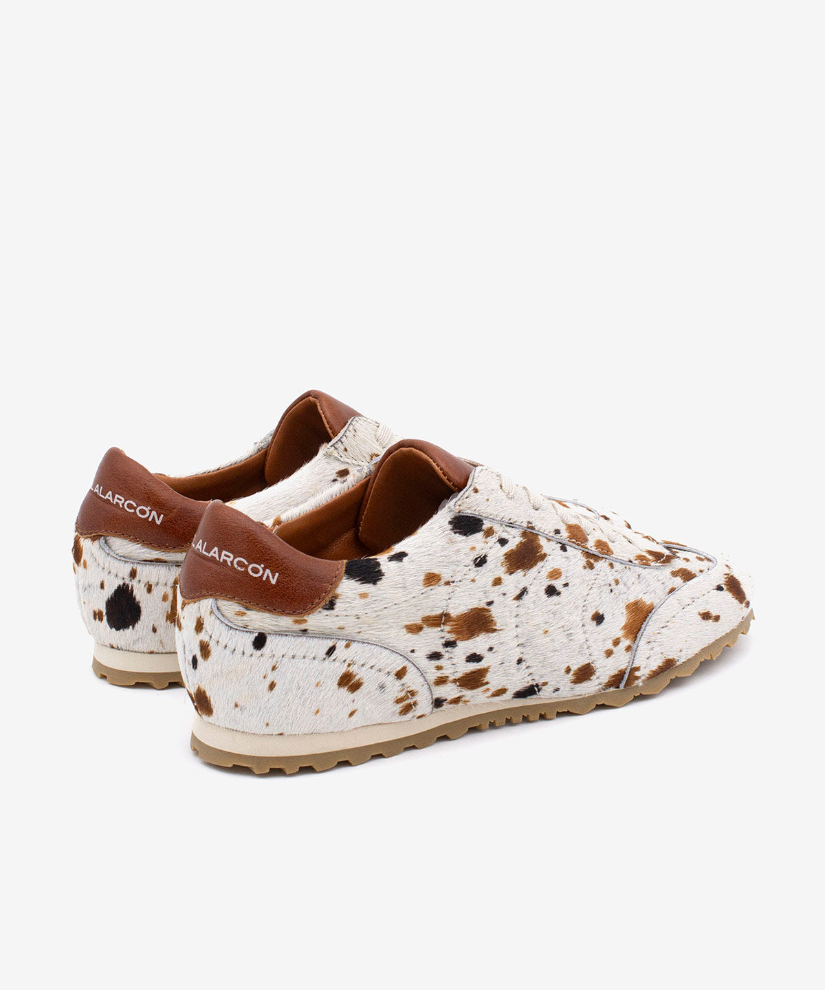 Zapatillas retro de piel de mujer cómodo, Kesia - Ángel Alarcón - Blanco/Marrón Blanco/Marrón-3