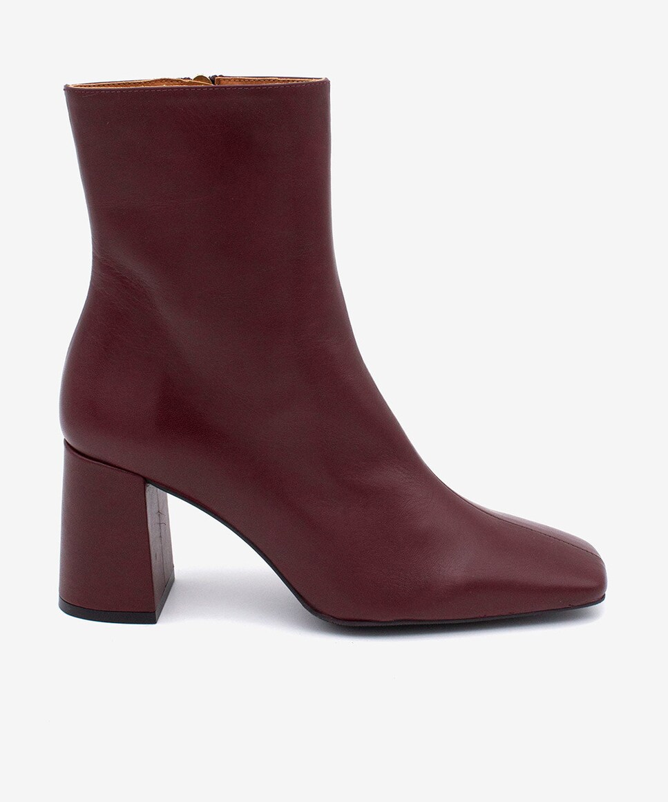 Botines de mujer de piel cómodos con tacón y cremallera interna