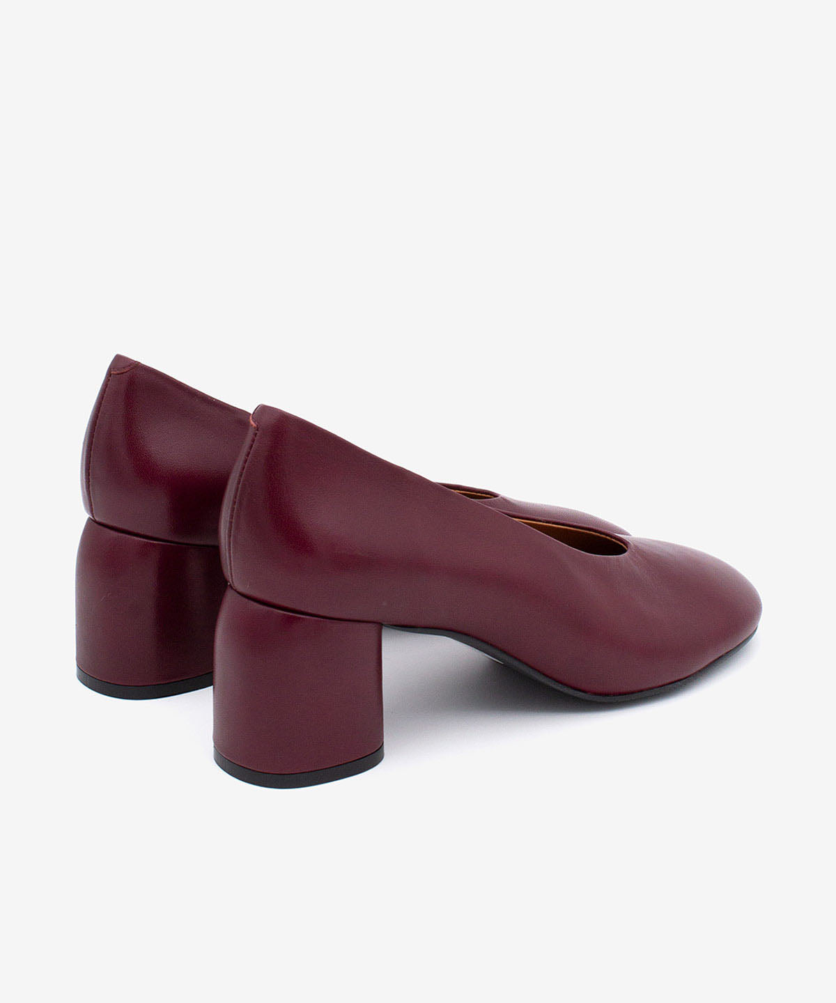 Zapatos de salón de mujer de piel con puntera redonda, Tessa - Ángel Alarcón - Burdeos Burdeos-3