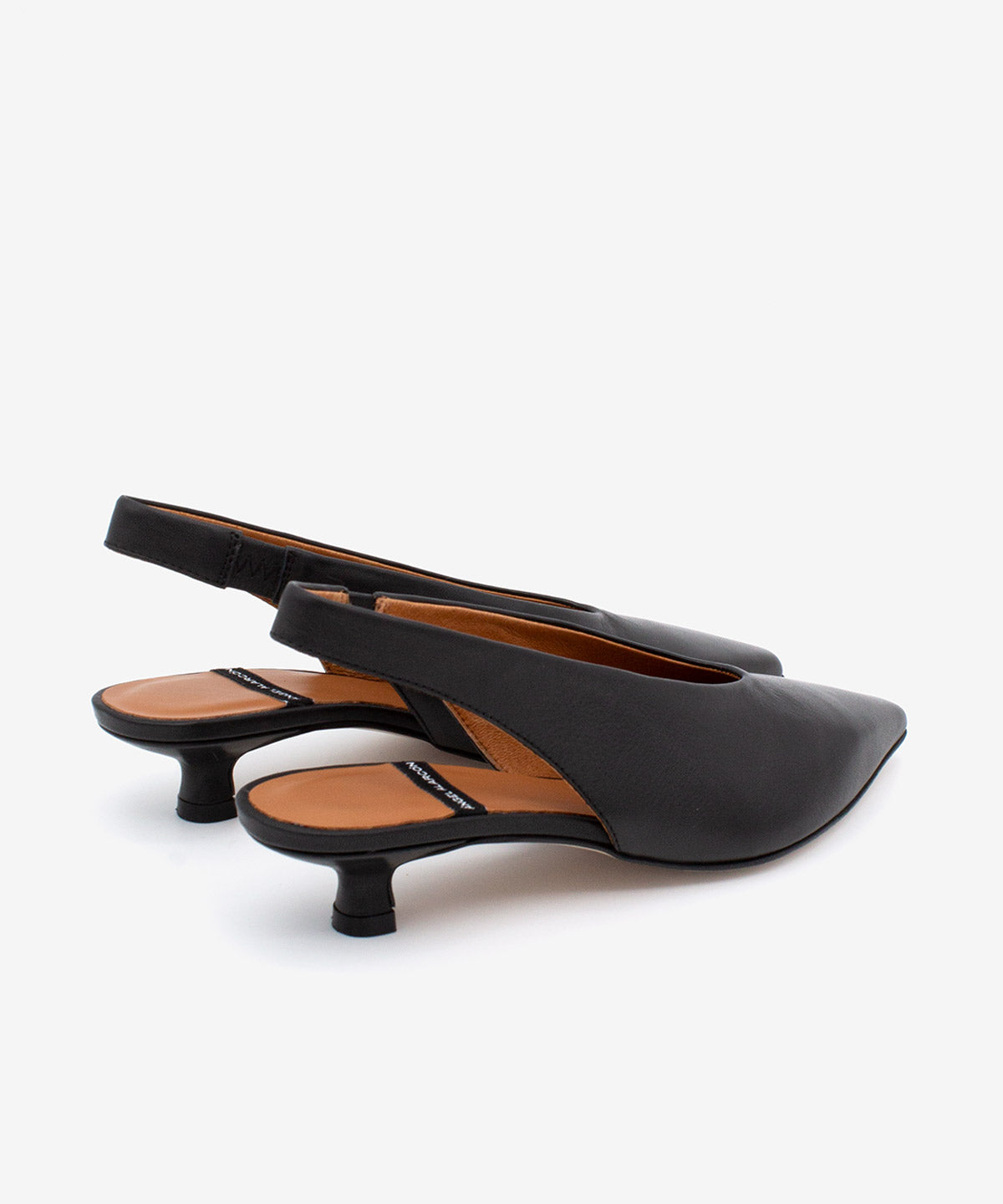 Zapato de salón de mujer destalonado de tacón bajo con escote alto de piel grano suave, SONIA - Ángel Alarcón - Negro Negro-2