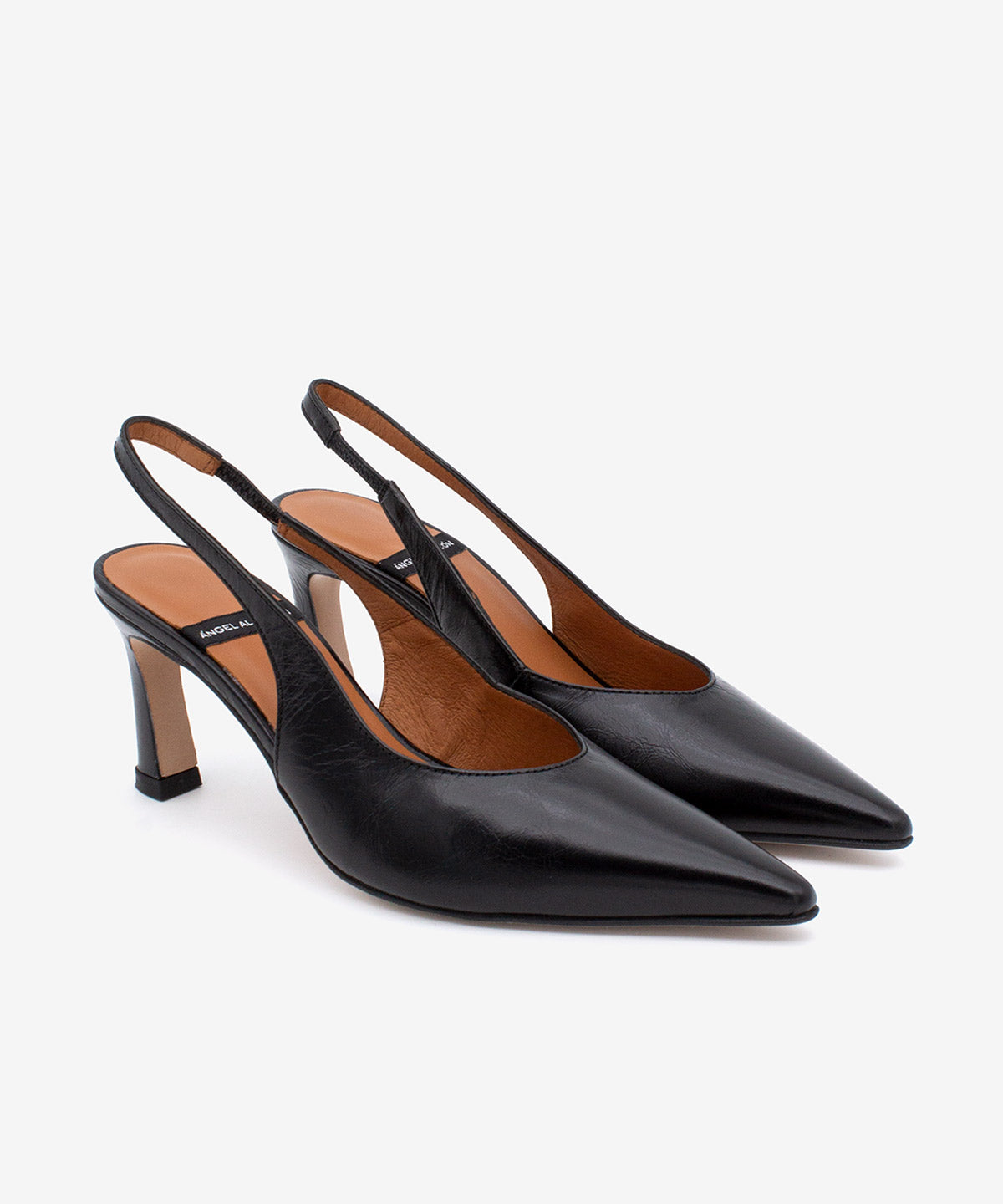 Imagen 4 de Zapato de salón destalonado de mujer de punta fina y tacón alto de piel texturizada, NARA - Ángel Alarcón - Negro Negro