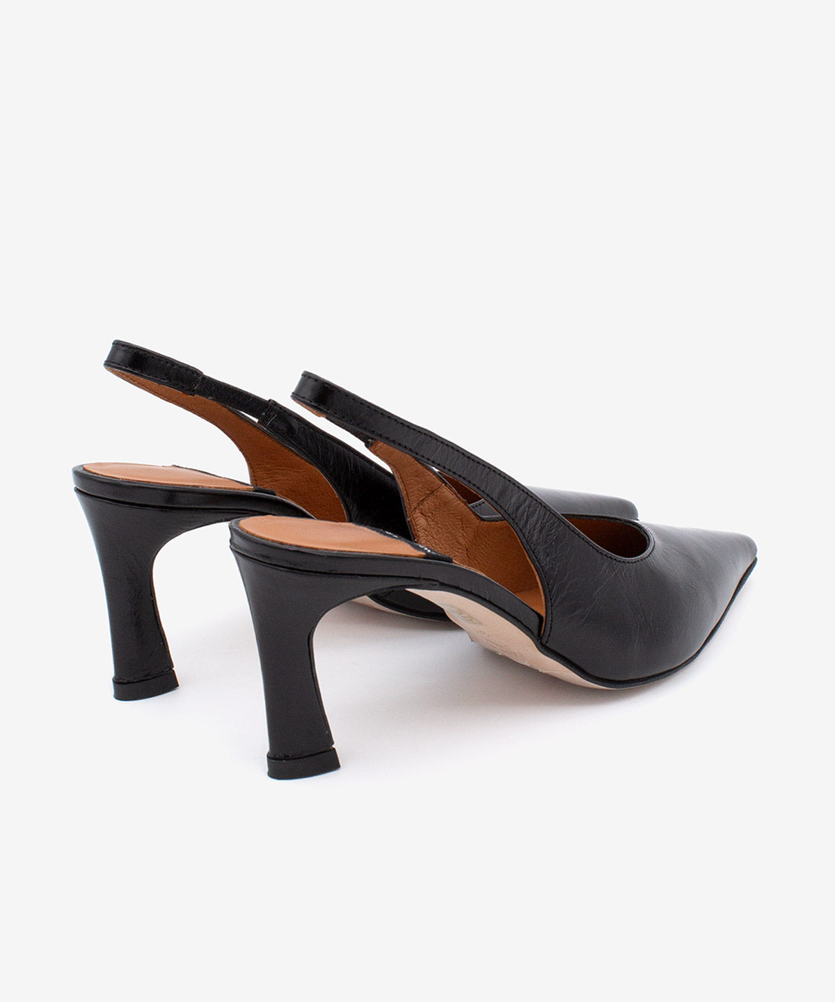 Imagen 3 de Zapato de salón destalonado de mujer de punta fina y tacón alto de piel texturizada, NARA - Ángel Alarcón - Negro Negro