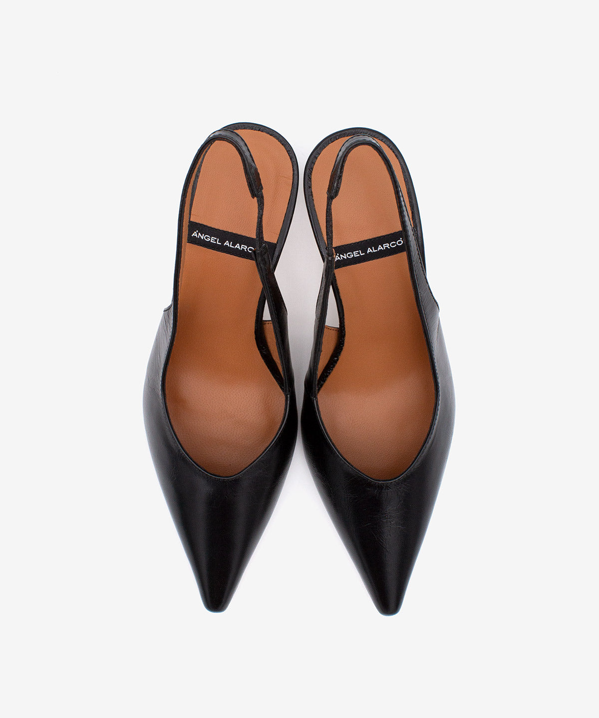 Imagen 5 de Zapato de salón destalonado de mujer de punta fina y tacón alto de piel texturizada, NARA - Ángel Alarcón - Negro Negro
