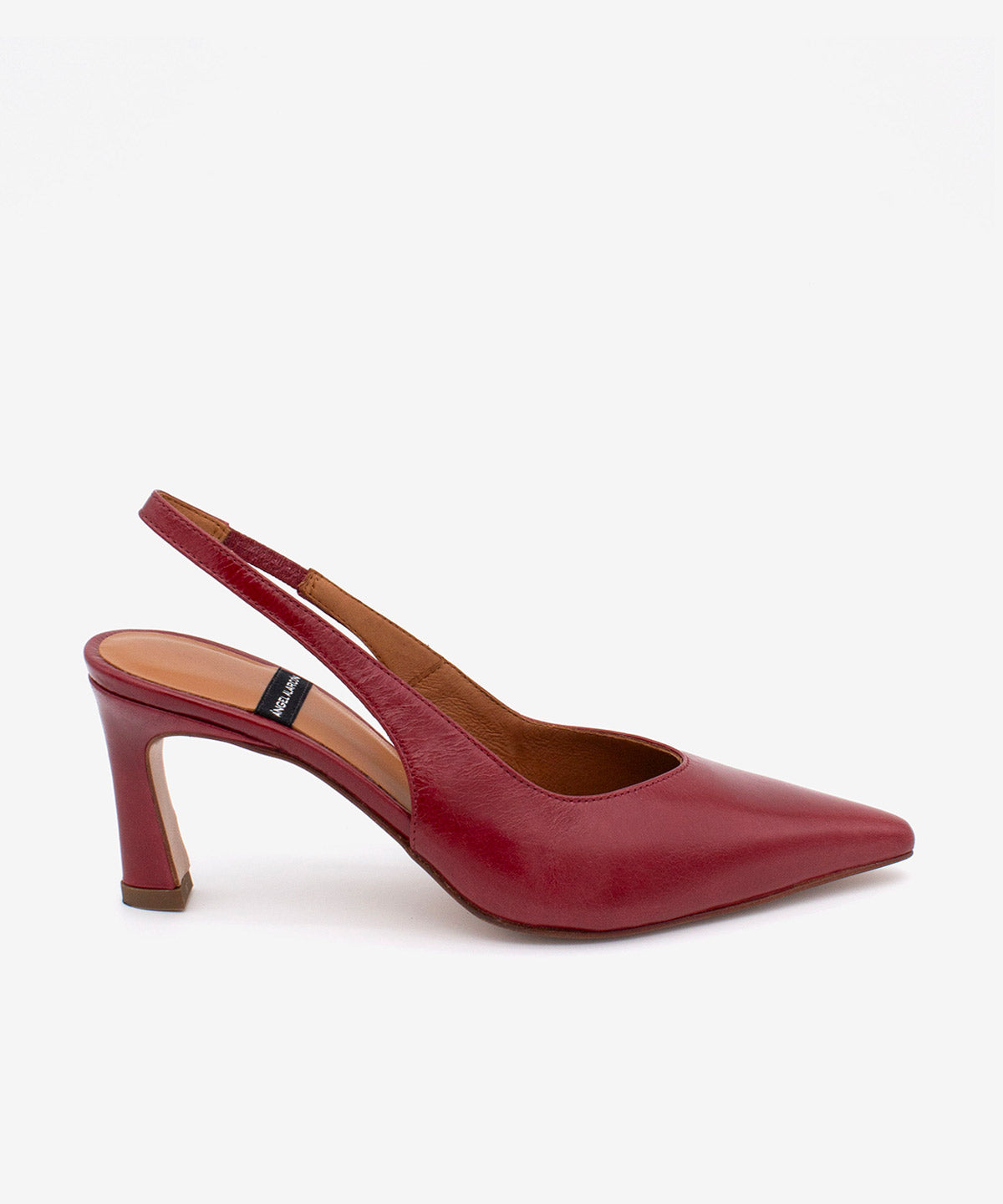 Zapato de salón destalonado de mujer de punta fina y tacón alto de piel texturizada, NARA - Ángel Alarcón - Burdeos Burdeos-1