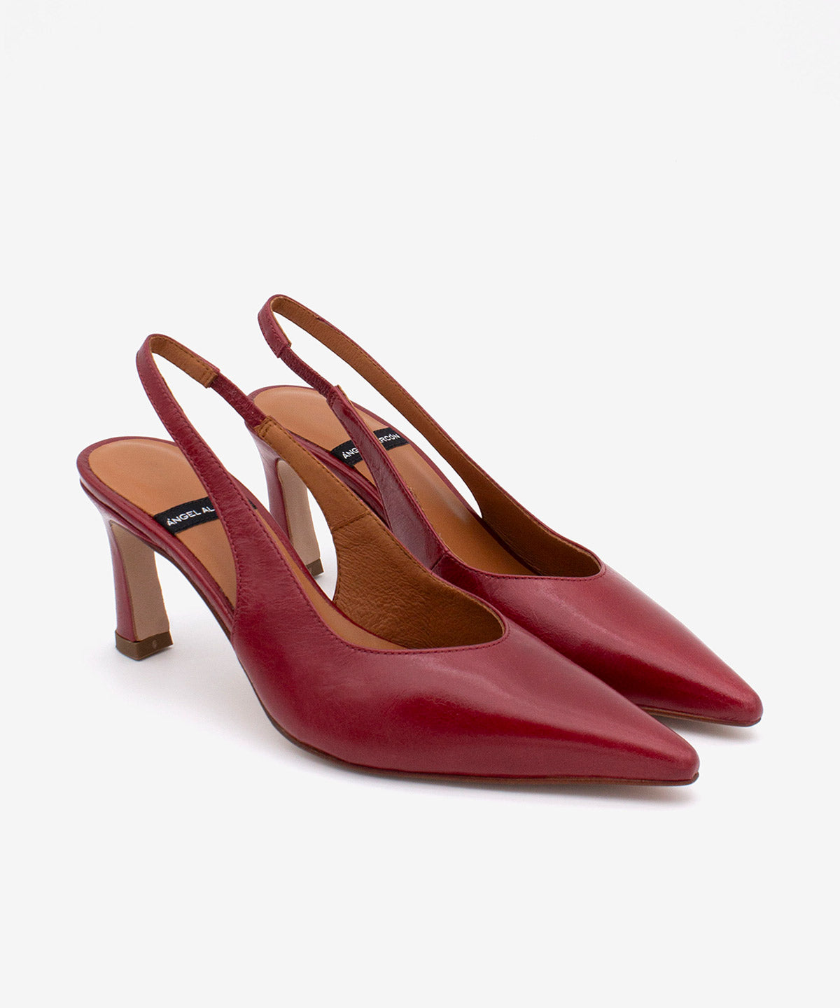 Zapato de salón destalonado de mujer de punta fina y tacón alto de piel texturizada, NARA - Ángel Alarcón - Burdeos Burdeos-4