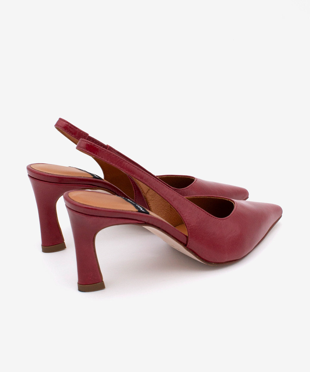 Zapato de salón destalonado de mujer de punta fina y tacón alto de piel texturizada, NARA - Ángel Alarcón - Burdeos Burdeos-3