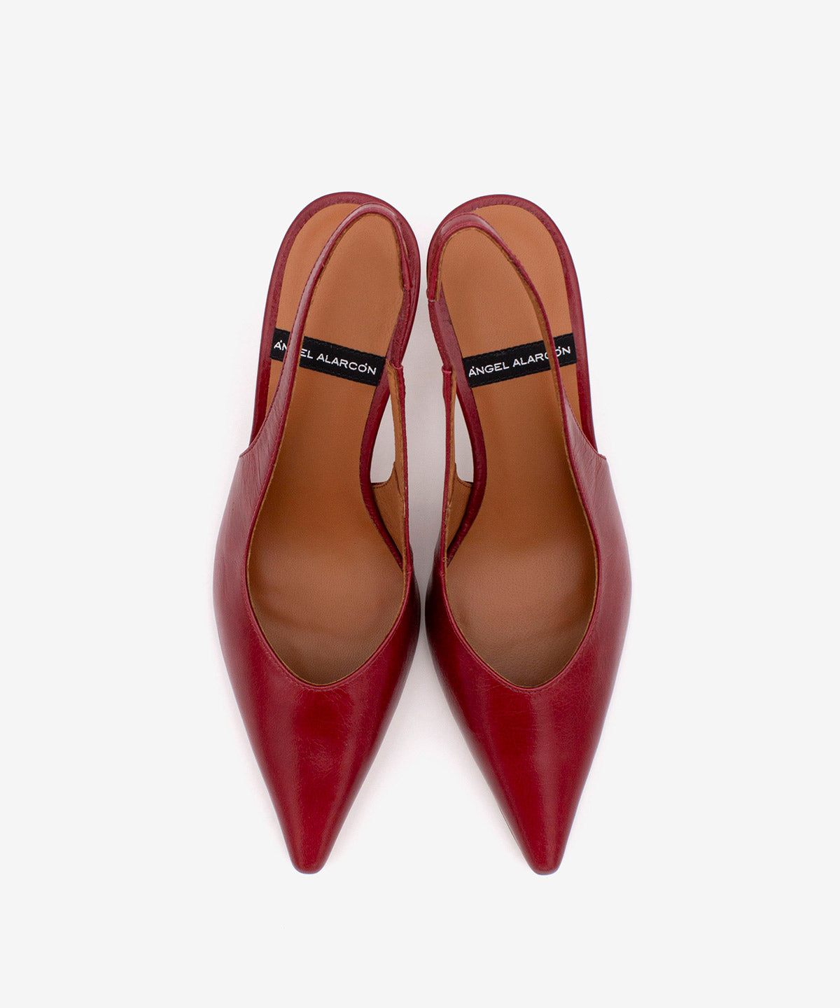 Zapato de salón destalonado de mujer de punta fina y tacón alto de piel texturizada, NARA - Ángel Alarcón - Burdeos Burdeos-5