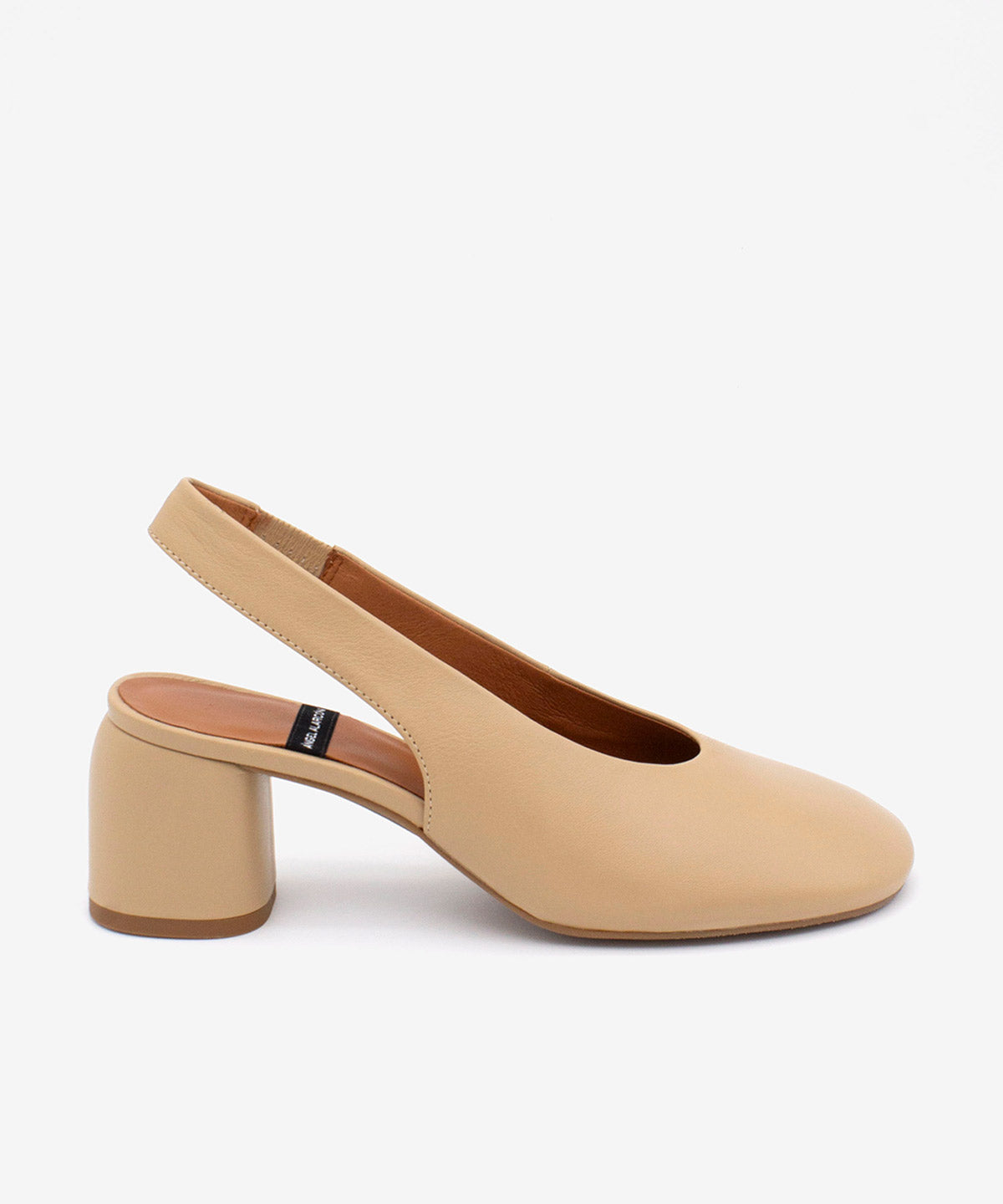 Ángel Alarcón - Zapato de salón de mujer con puntera redonda y talón descubierto de Piel grano suave, BEIRA.