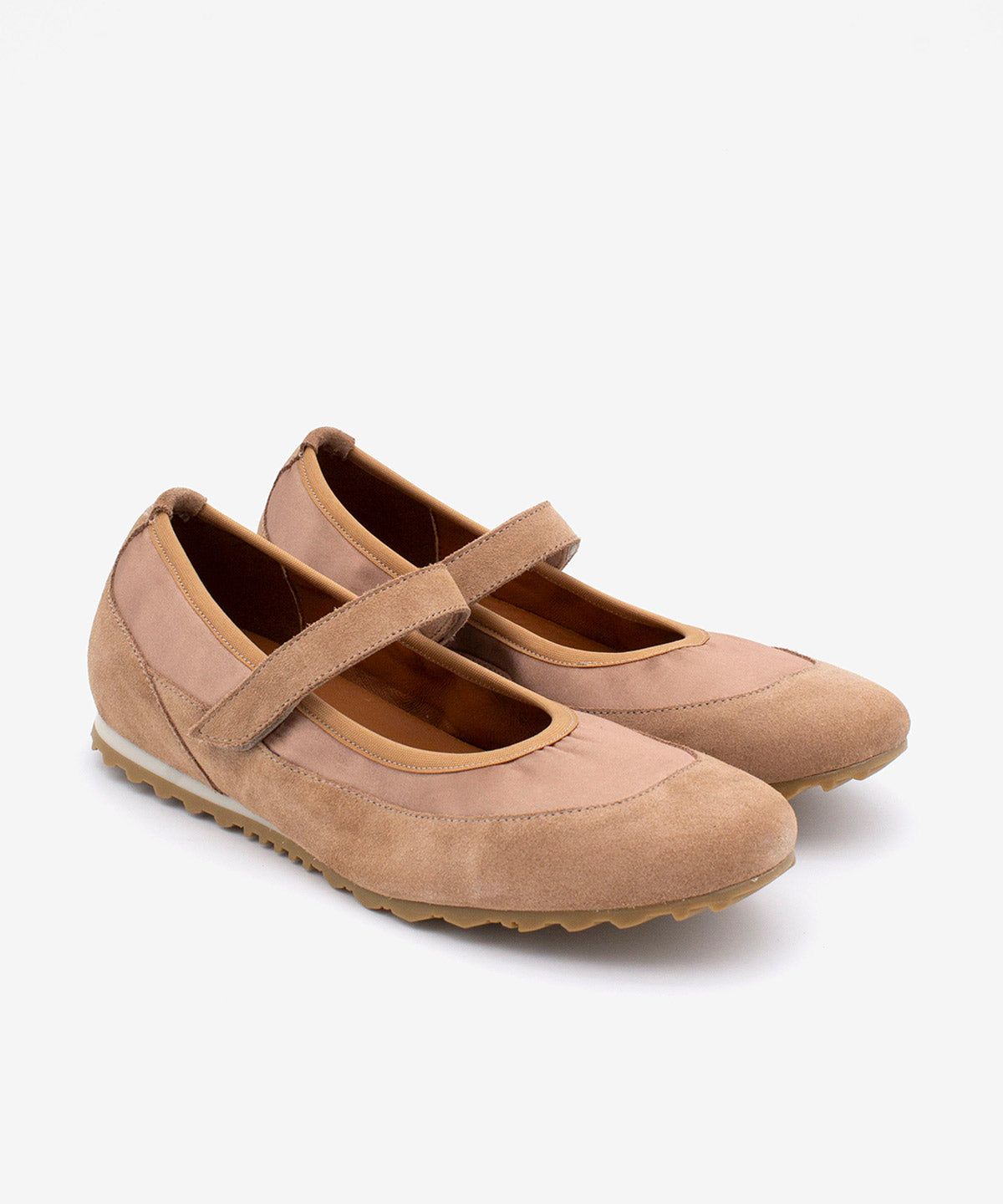 Merceditas planas deportivas de mujer de serraje, DABLO - Ángel Alarcón - Beige Beige-3