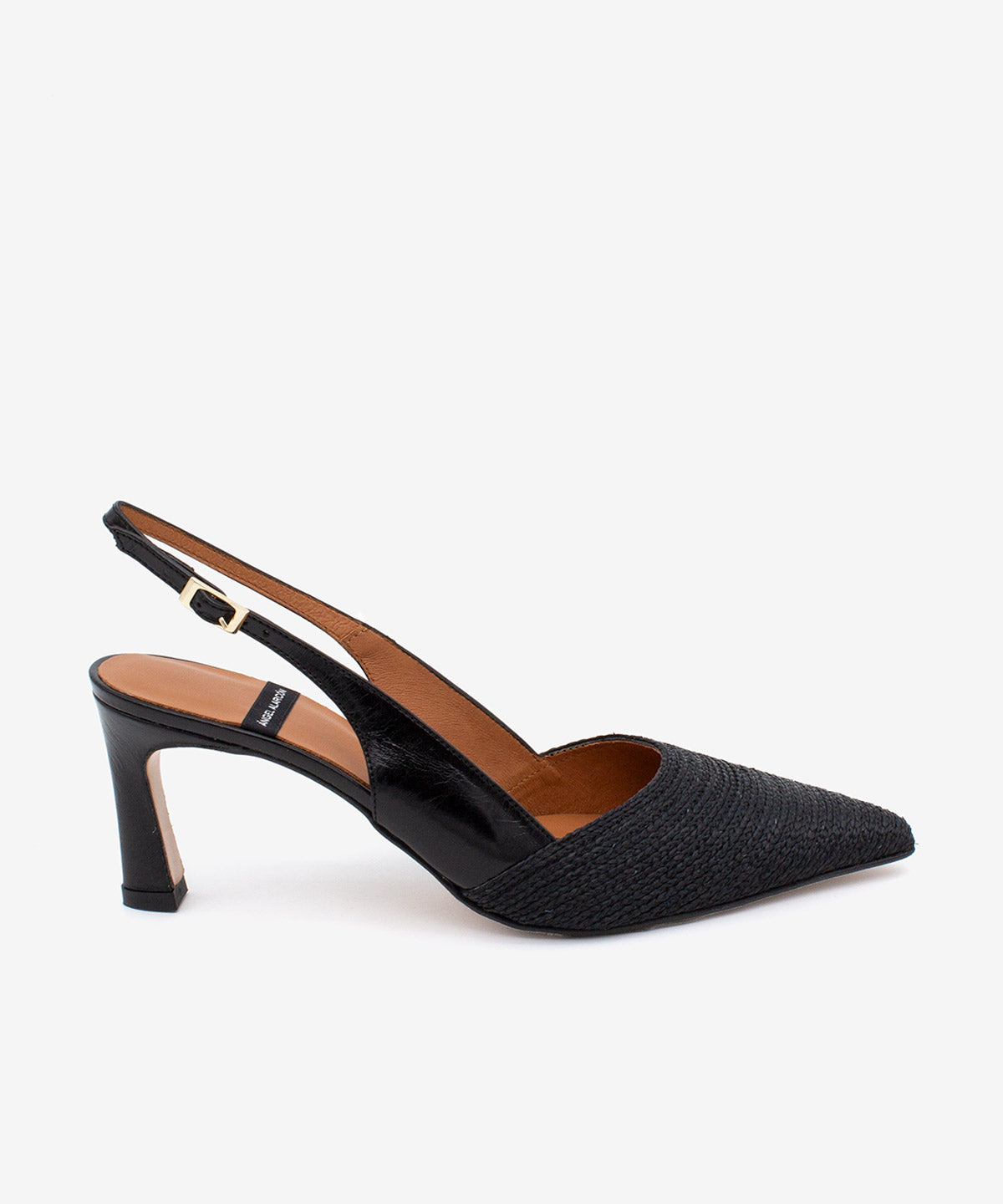 Imagen 0 de Zapato de salón destalonado de mujer de punta fina y tacón alto de cordón de rafia, NARA