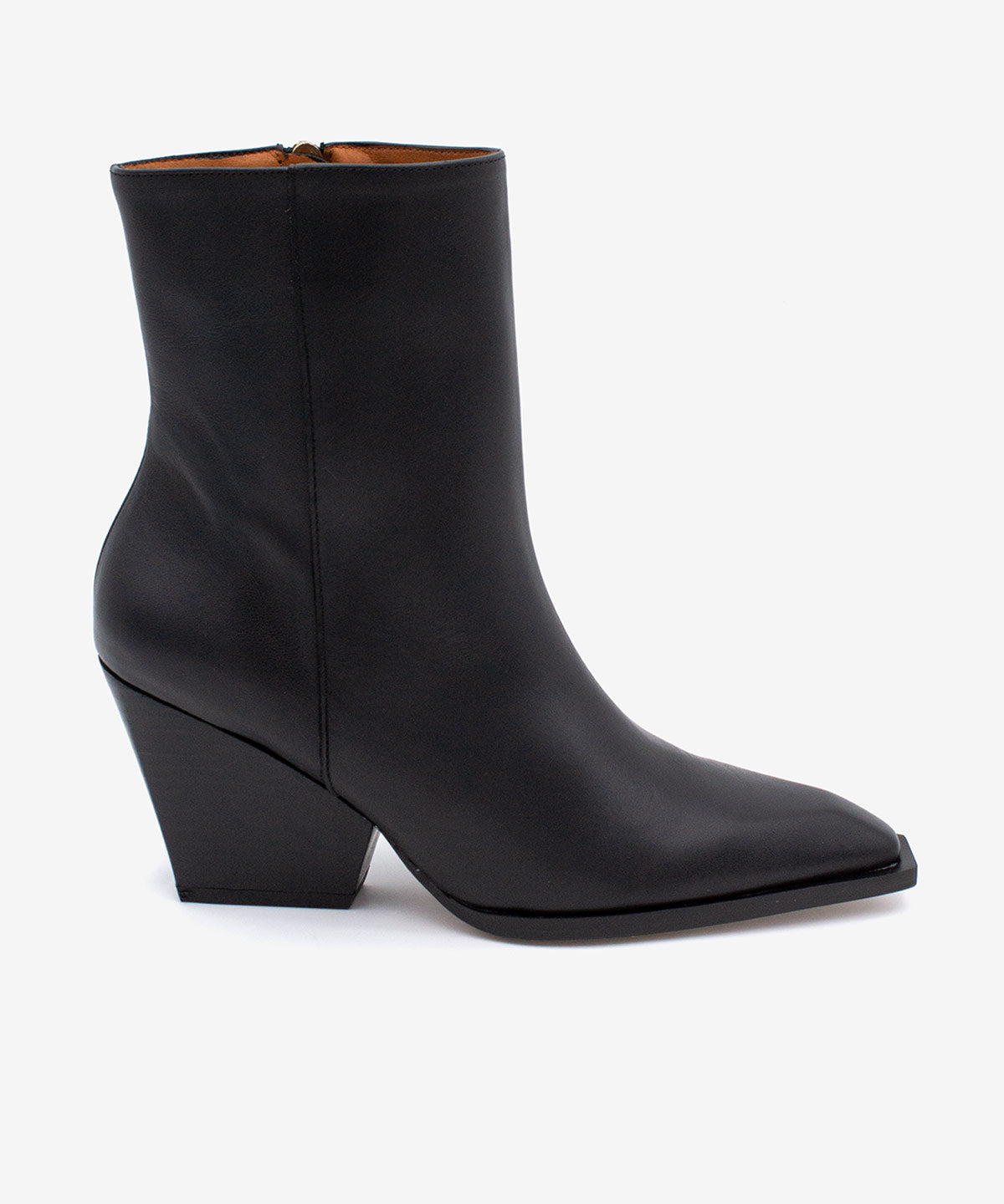 Botines básicos de mujer de tacón ancho con suela vista de piel lisa, mirette - Ángel Alarcón - Negro Negro-1