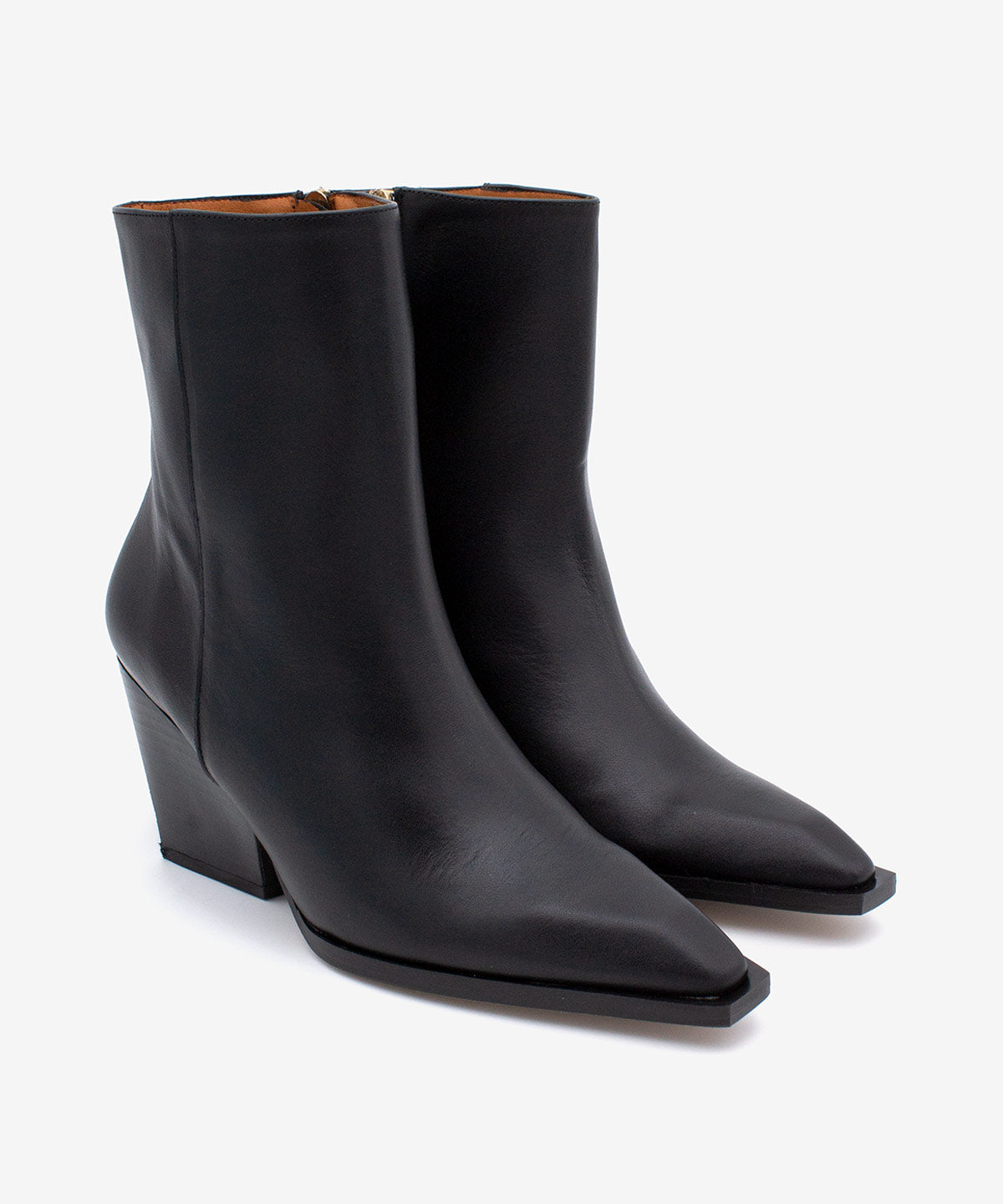 Botines básicos de mujer de tacón ancho con suela vista de piel lisa, mirette - Ángel Alarcón - Negro Negro-4