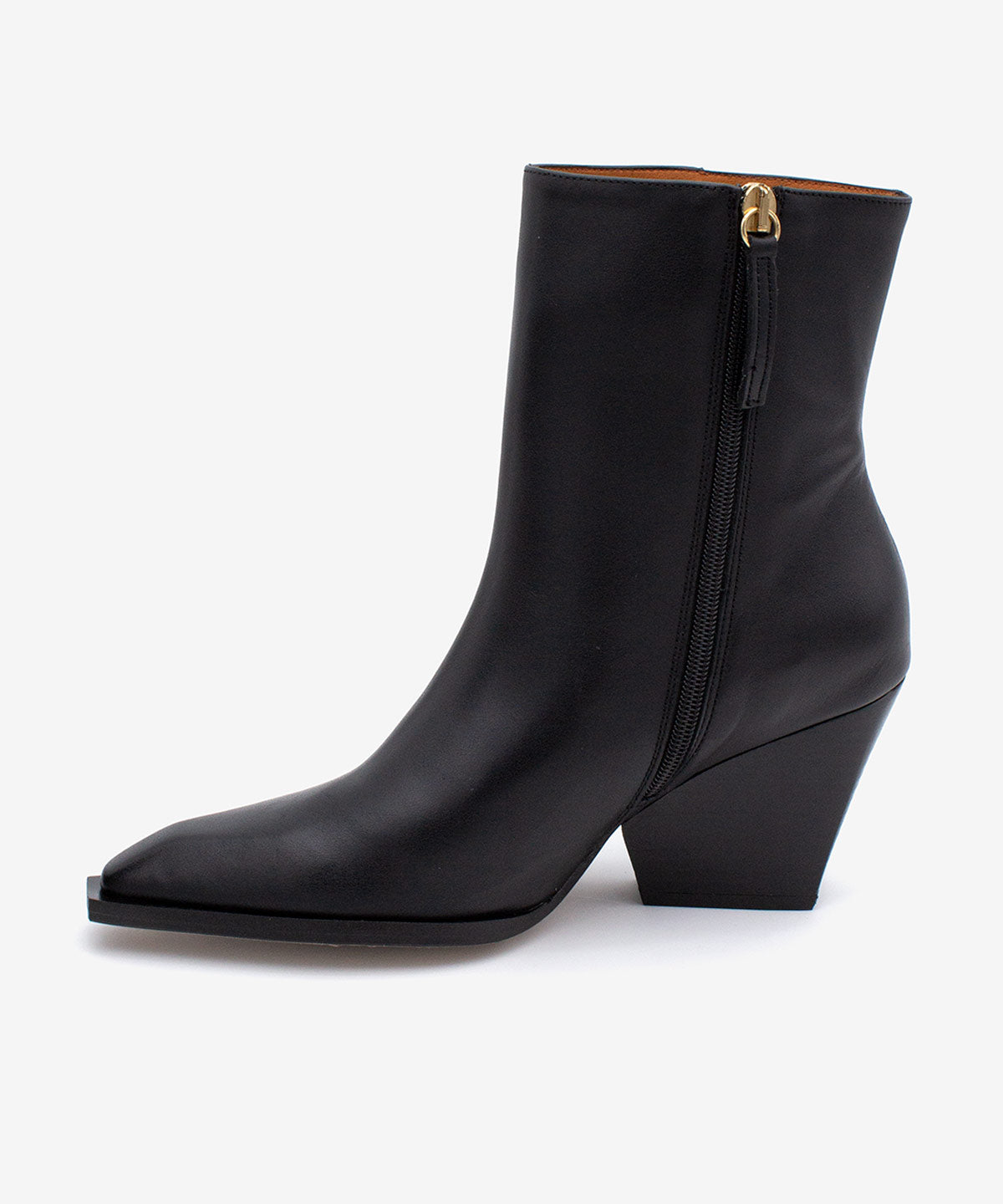 Botines básicos de mujer de tacón ancho con suela vista de piel lisa, mirette - Ángel Alarcón - Negro Negro-6