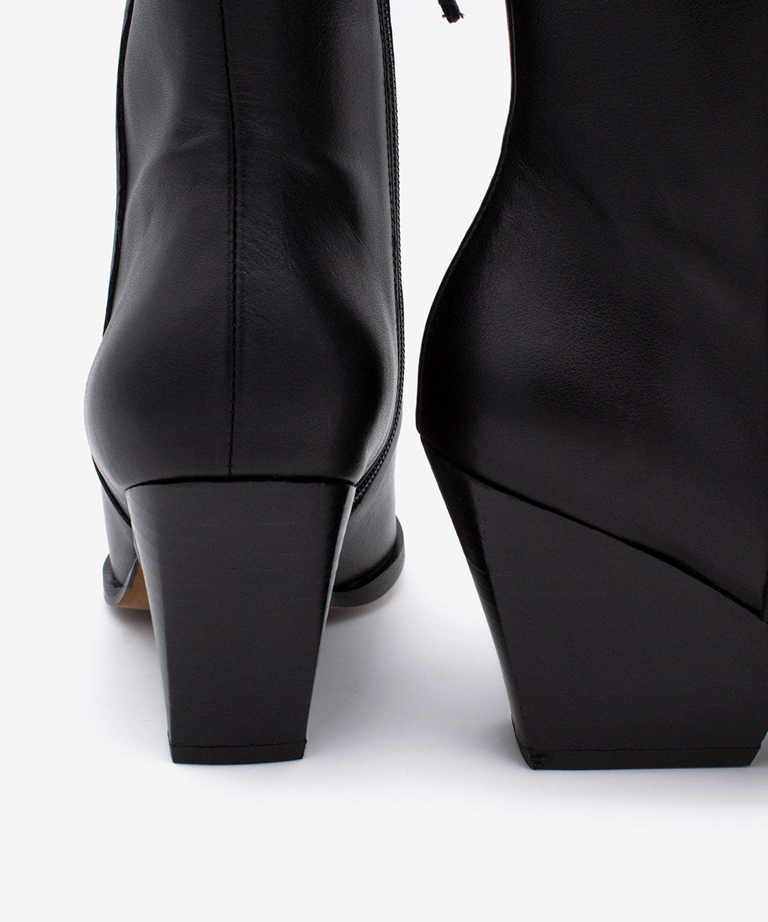 Botines básicos de mujer de tacón ancho con suela vista de piel lisa, mirette - Ángel Alarcón - Negro Negro-8