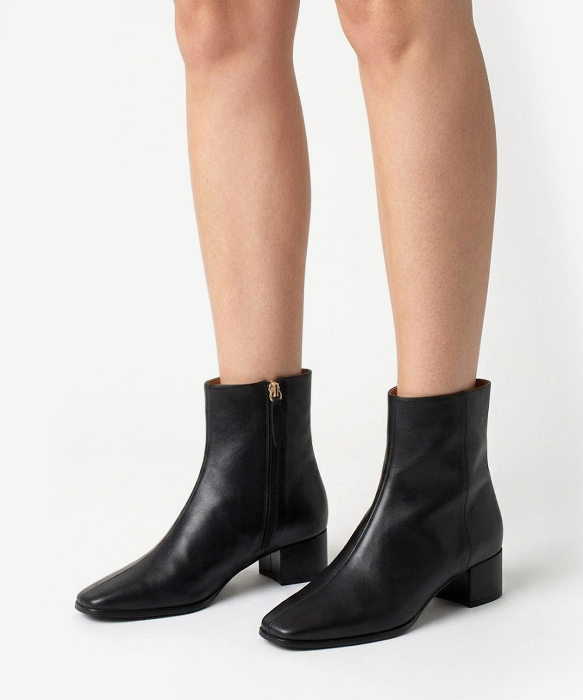 Botines básicos de mujer de tacón cómodo ancho de piel lisa, gretel - Ángel Alarcón - Negro Negro-2