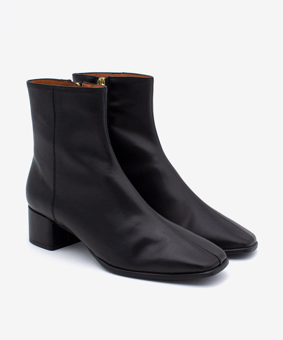 Botines básicos de mujer de tacón cómodo ancho de piel lisa, gretel - Ángel Alarcón - Negro Negro-3