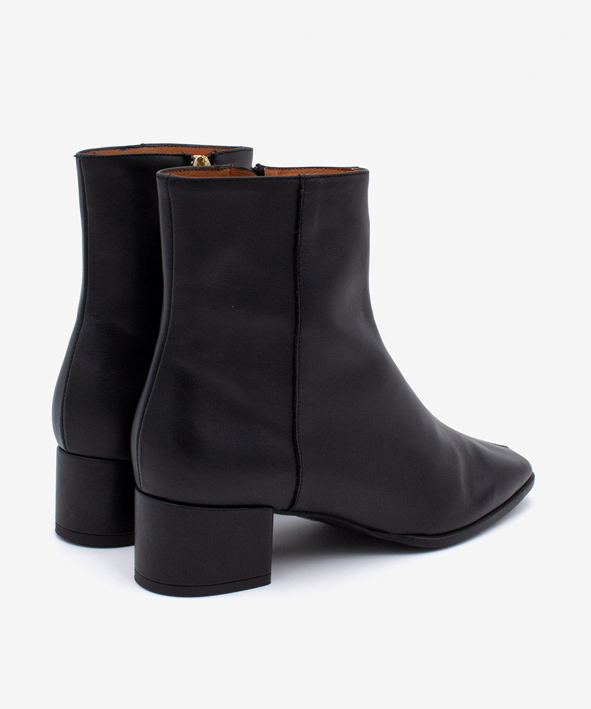 Botines básicos de mujer de tacón cómodo ancho de piel lisa, gretel - Ángel Alarcón - Negro Negro-4