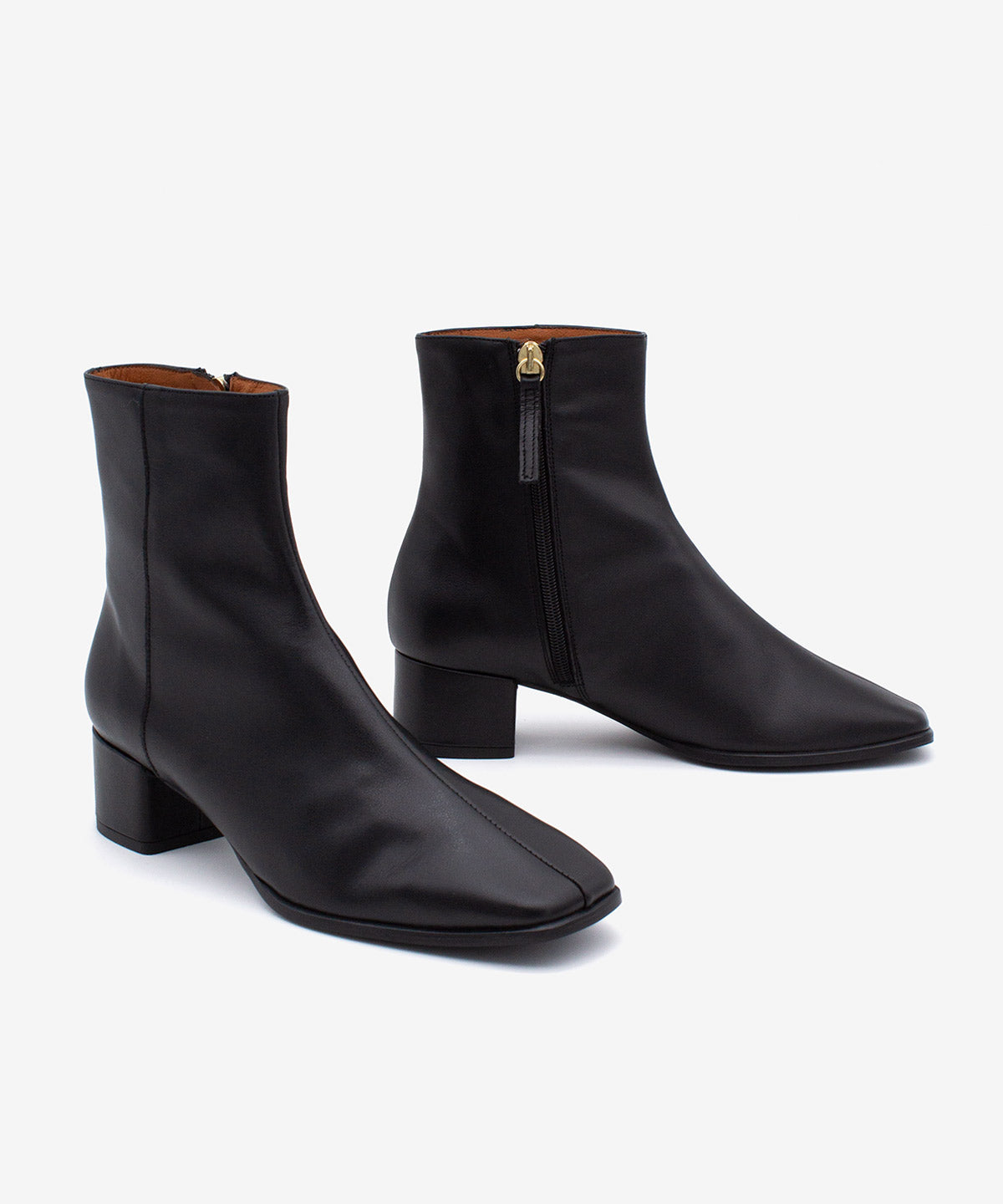 Botines básicos de mujer de tacón cómodo ancho de piel lisa, gretel - Ángel Alarcón - Negro Negro-6