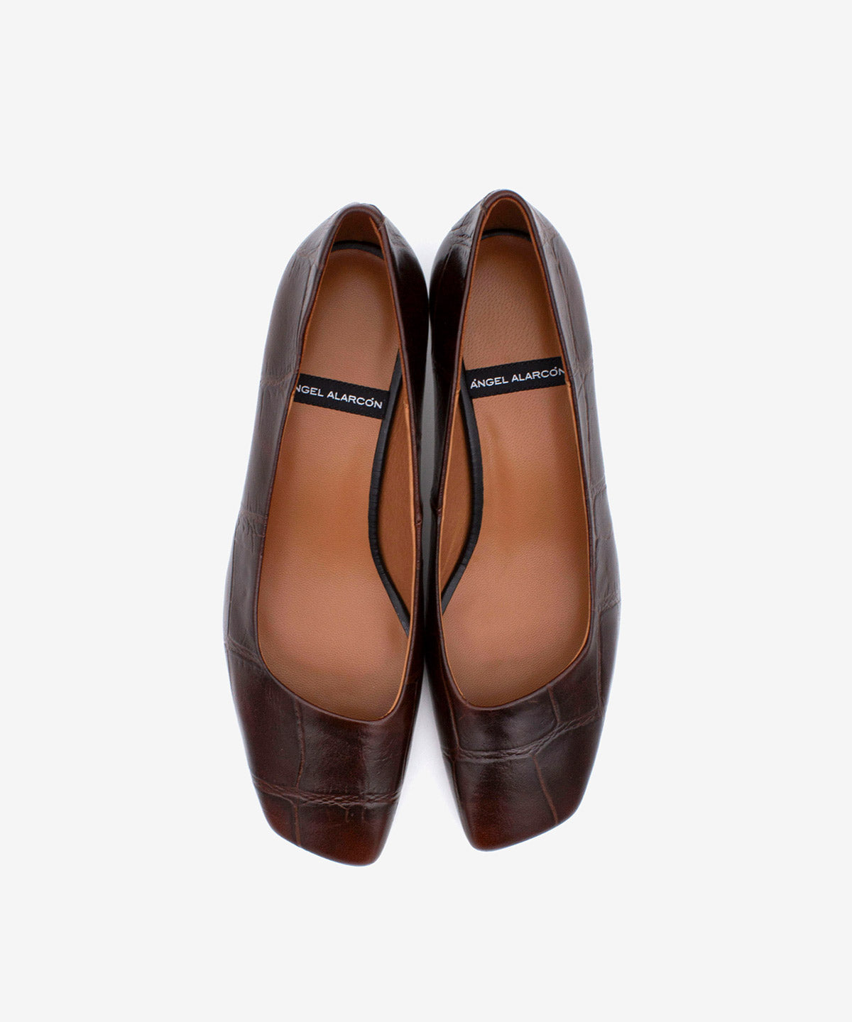 Imagen 5 de Zapatos de salón de mujer de tacón bajo cómodo de piel print croco, amaris - Ángel Alarcón - Marrón oscuro Marrón oscuro