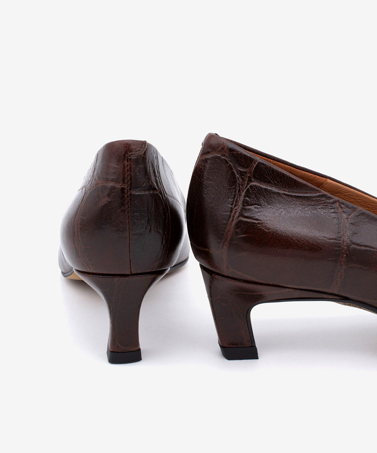 Imagen 6 de Zapatos de salón de mujer de tacón bajo cómodo de piel print croco, amaris - Ángel Alarcón - Marrón oscuro Marrón oscuro