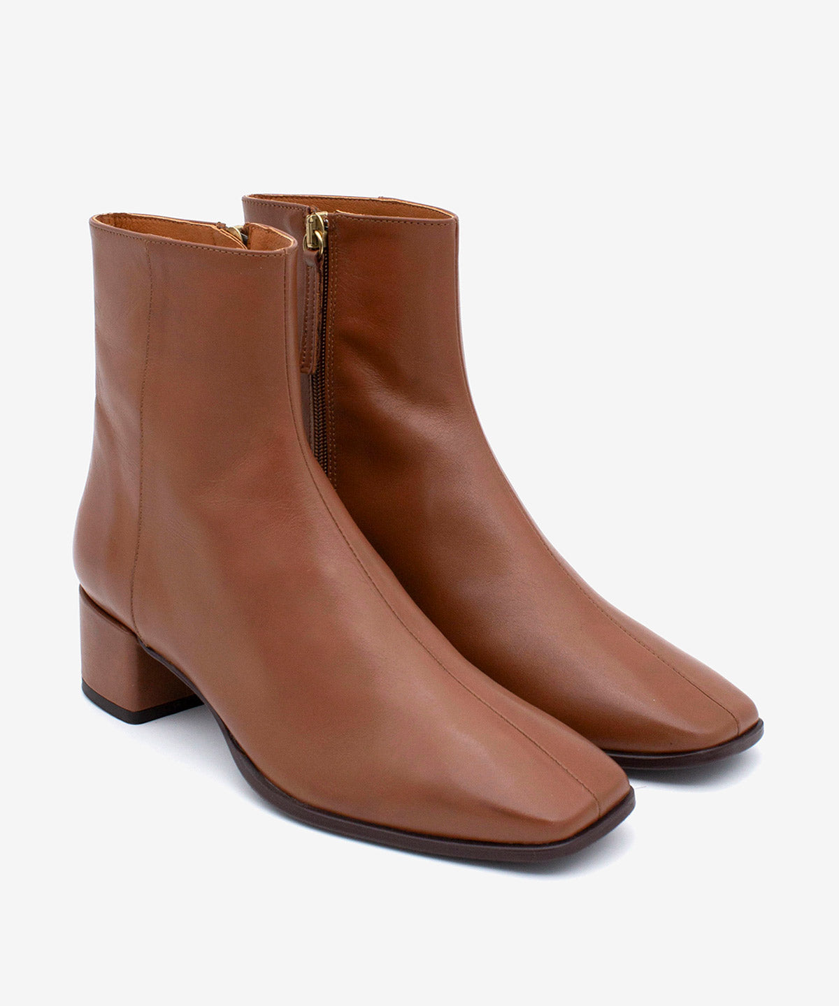 Botines básicos de mujer de tacón cómodo ancho de piel lisa, gretel - Ángel Alarcón - Cuero Cuero-4