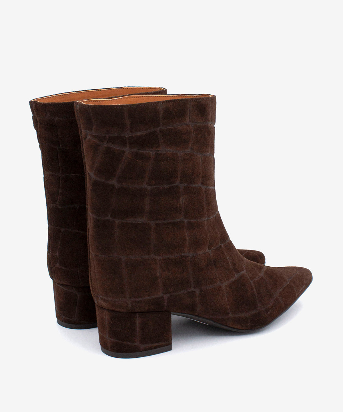 Botines básicos de mujer de tacón cómodo de estilo gaucho de serraje print croco, alana - Ángel Alarcón - Marrón oscuro Marrón oscuro-5