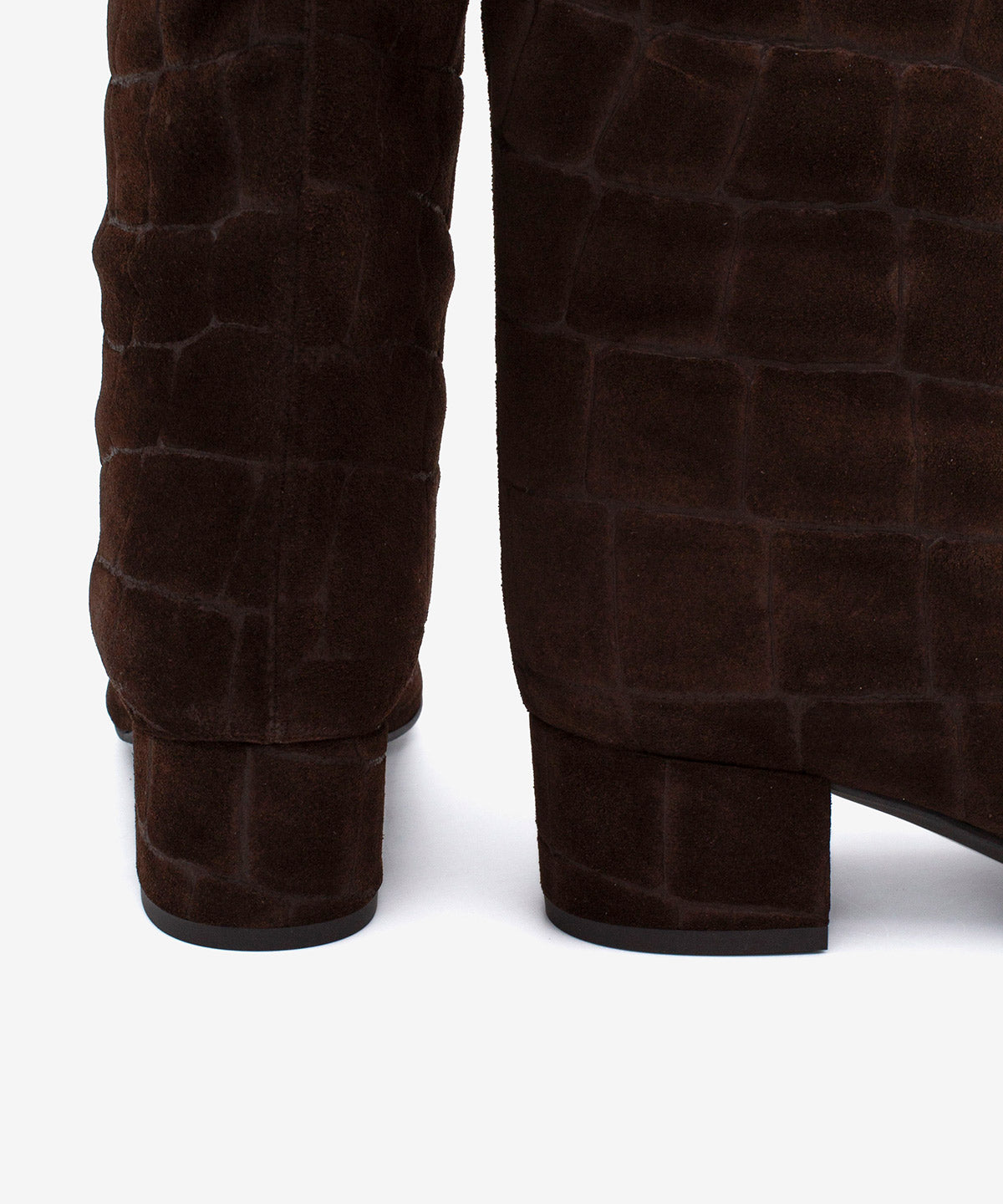 Botines básicos de mujer de tacón cómodo de estilo gaucho de serraje print croco, alana - Ángel Alarcón - Marrón oscuro Marrón oscuro-3