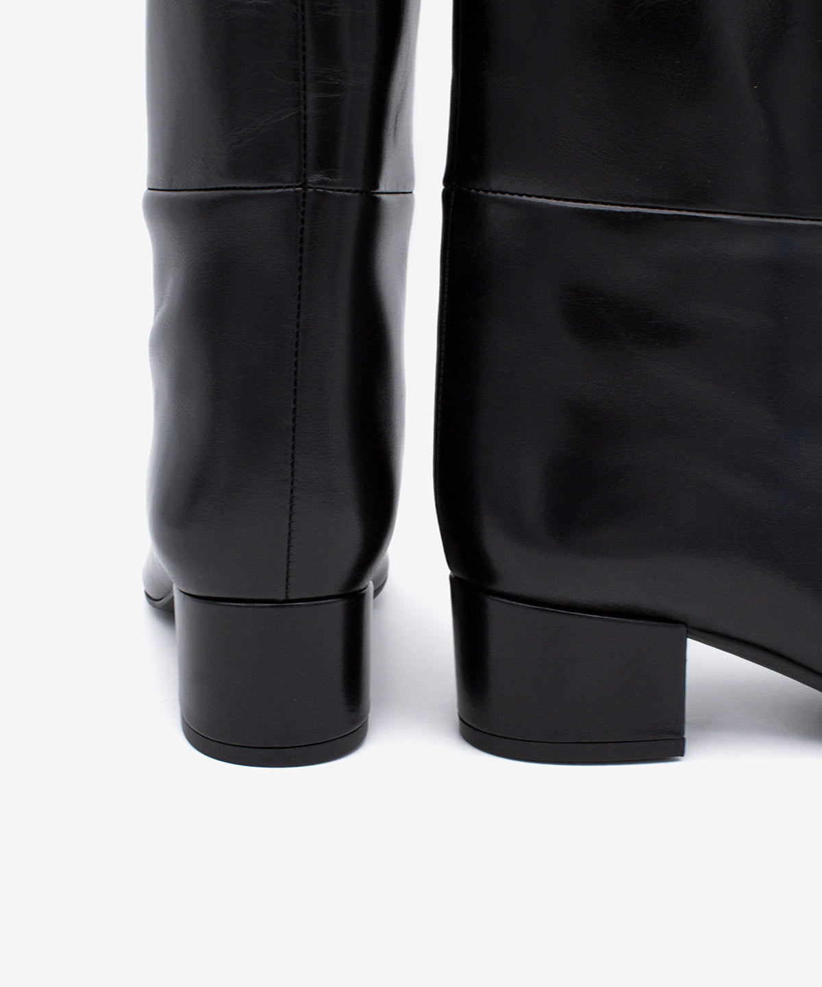 Botas básicas de mujer de tipo gaucha de tacón ancho de piel lisa semibrillo, jovanna - Ángel Alarcón - Negro Negro-5