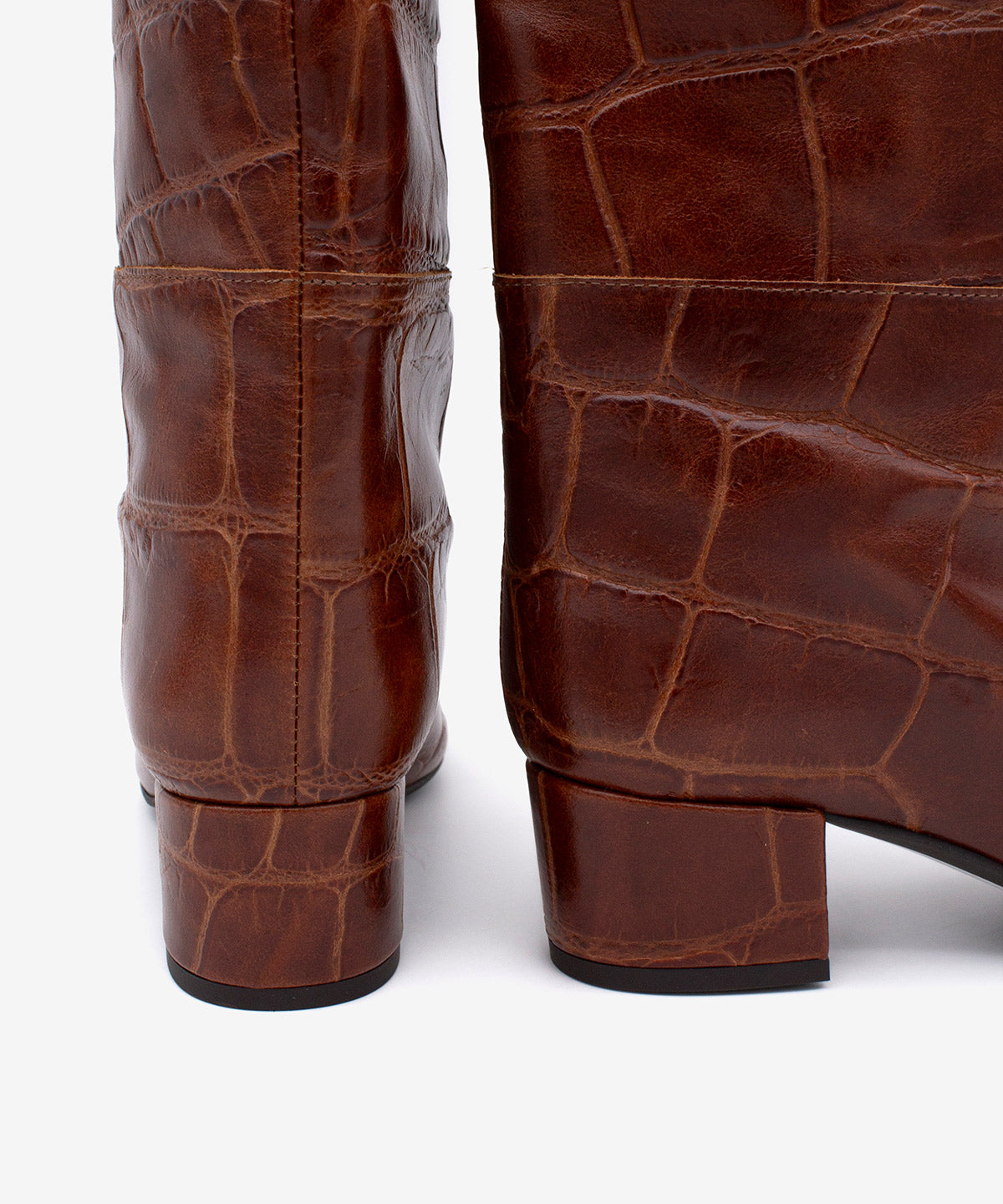 Botas básicas de mujer de tipo gaucha de tacón ancho de piel print croco, jovanna - Ángel Alarcón - Marrón Marrón-6