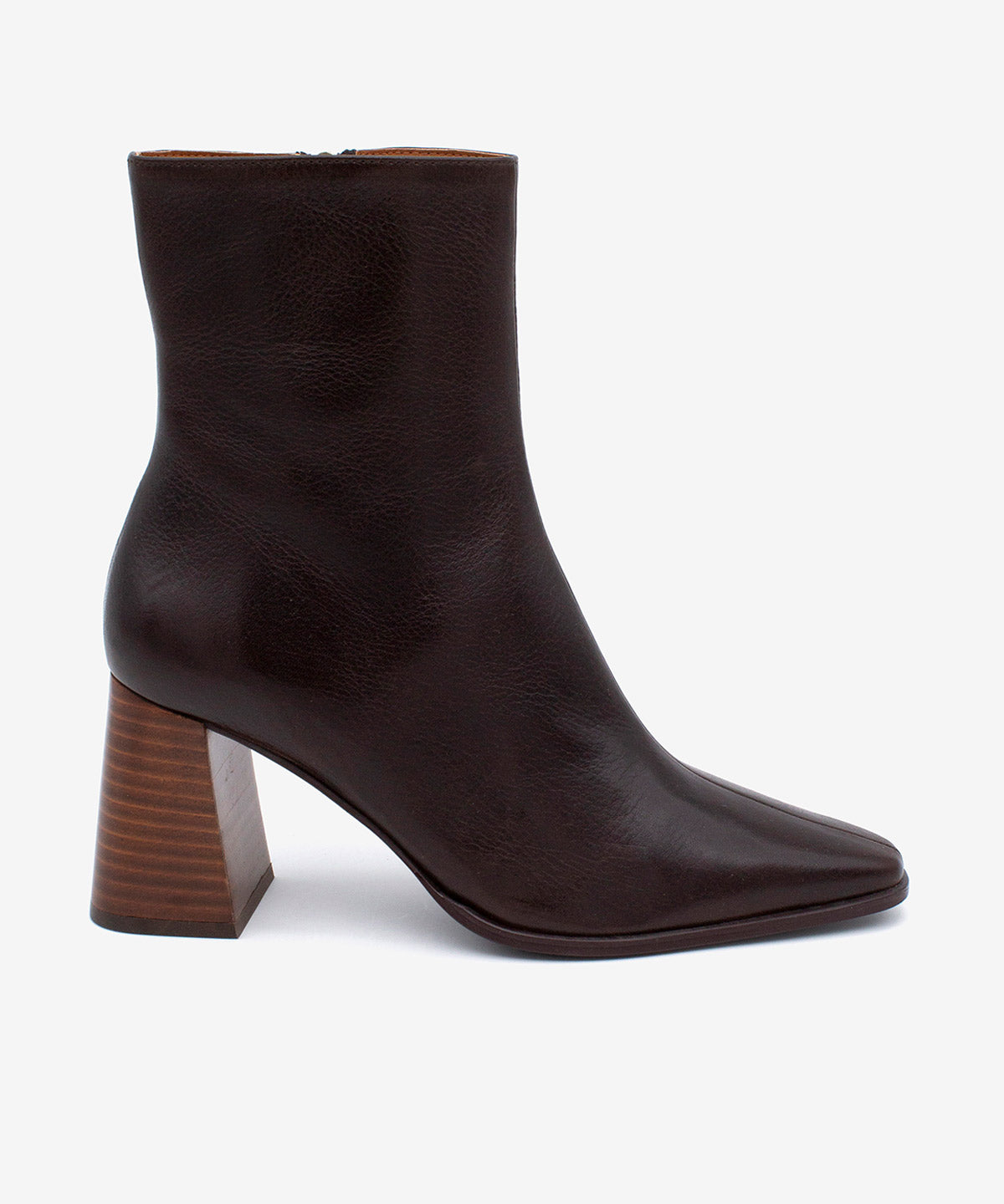 Botines básicos de mujer de tacón ancho efecto madera de piel natural, trimia - Ángel Alarcón - Marrón oscuro Marrón oscuro-1