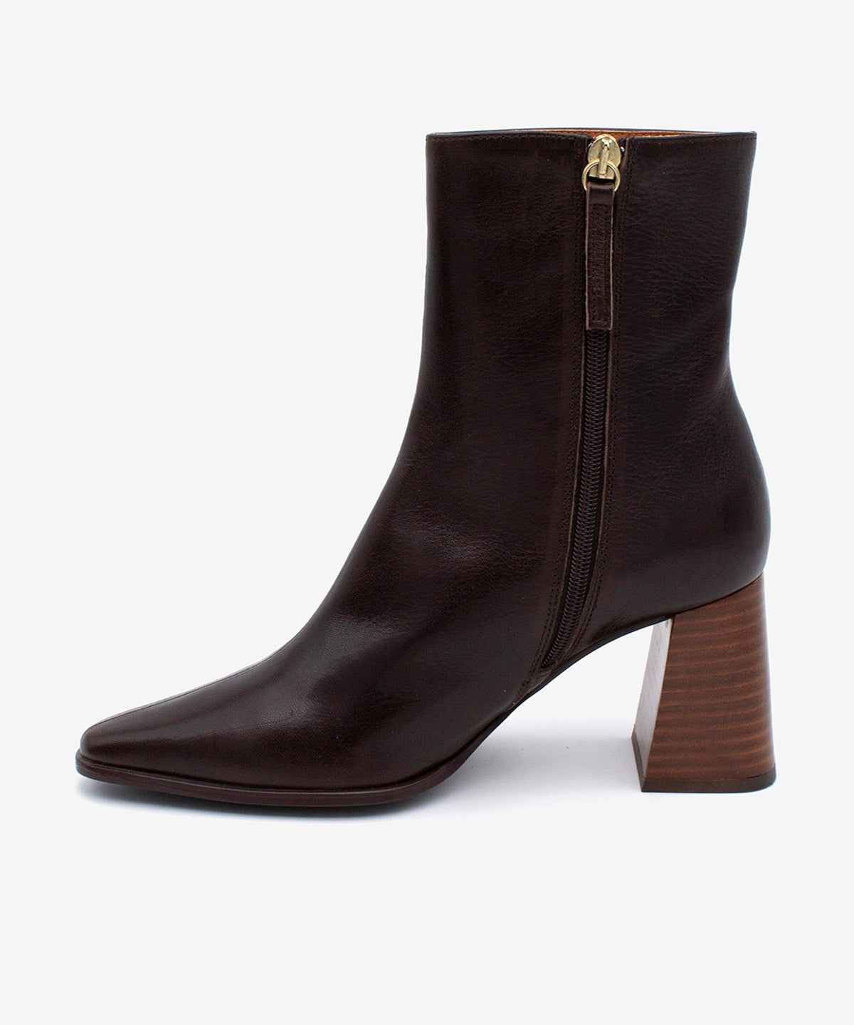 Botines básicos de mujer de tacón ancho efecto madera de piel natural, trimia - Ángel Alarcón - Marrón oscuro Marrón oscuro-6