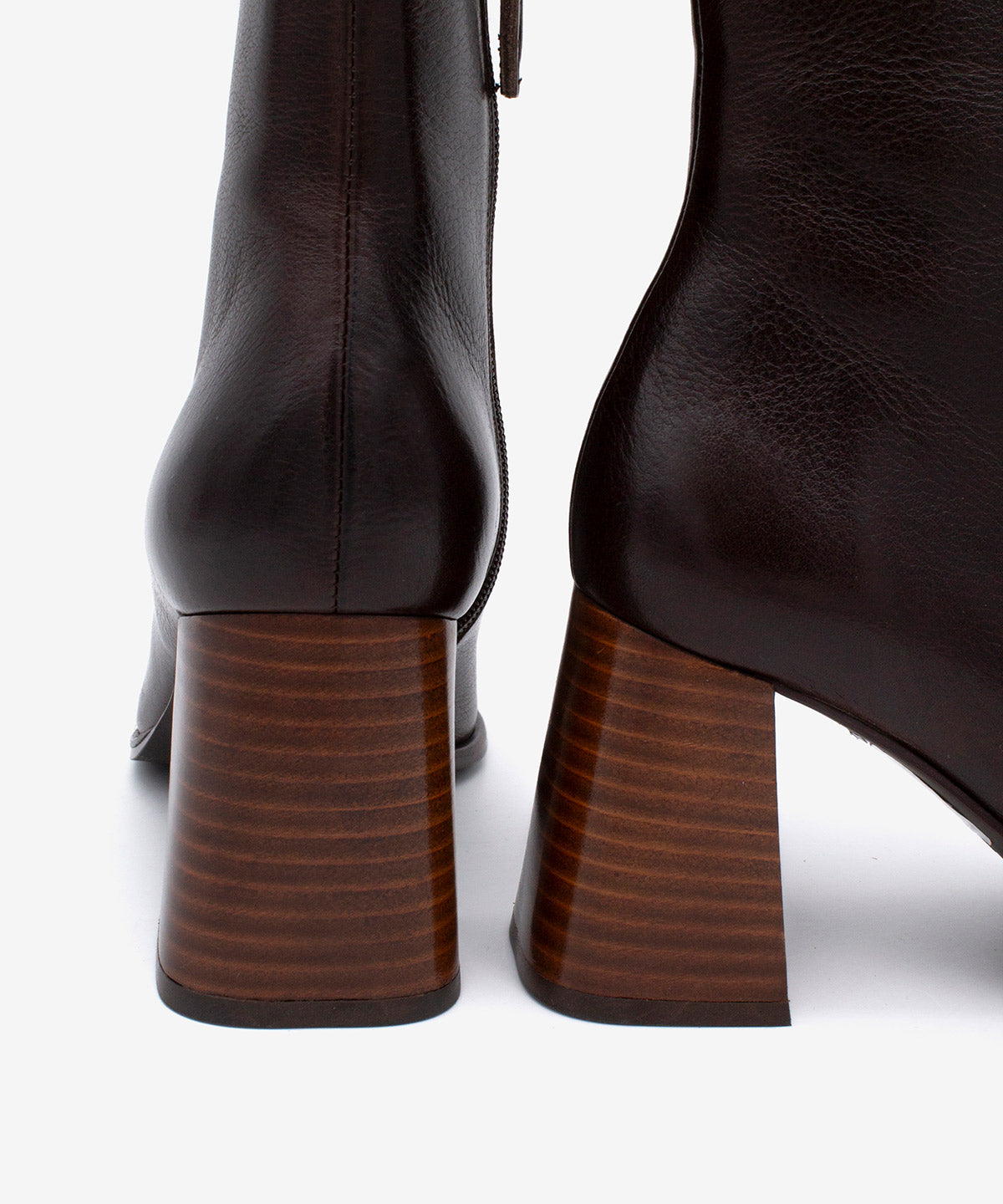 Botines básicos de mujer de tacón ancho efecto madera de piel natural, trimia - Ángel Alarcón - Marrón oscuro Marrón oscuro-3