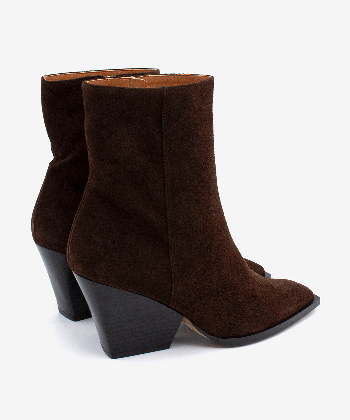 Botines básicos de mujer de tacón ancho con suela vista de serraje, mirette - Ángel Alarcón - Marrón oscuro Marrón oscuro-4