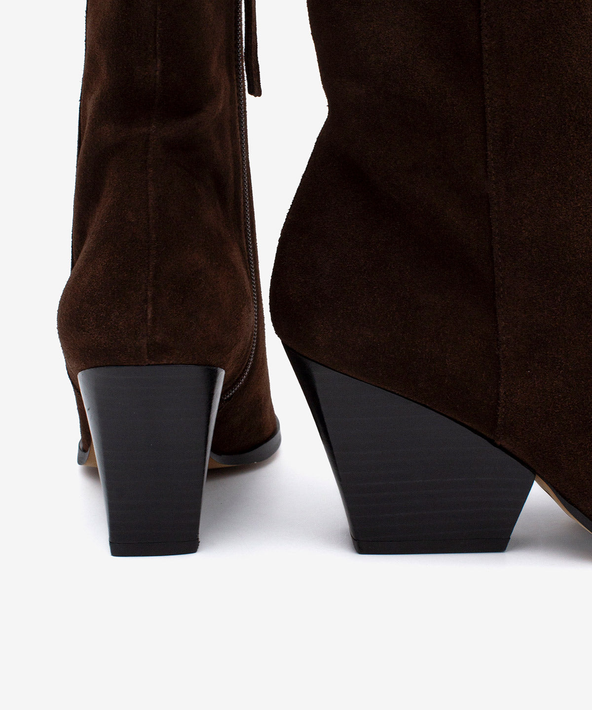 Botines básicos de mujer de tacón ancho con suela vista de serraje, mirette - Ángel Alarcón - Marrón oscuro Marrón oscuro-7