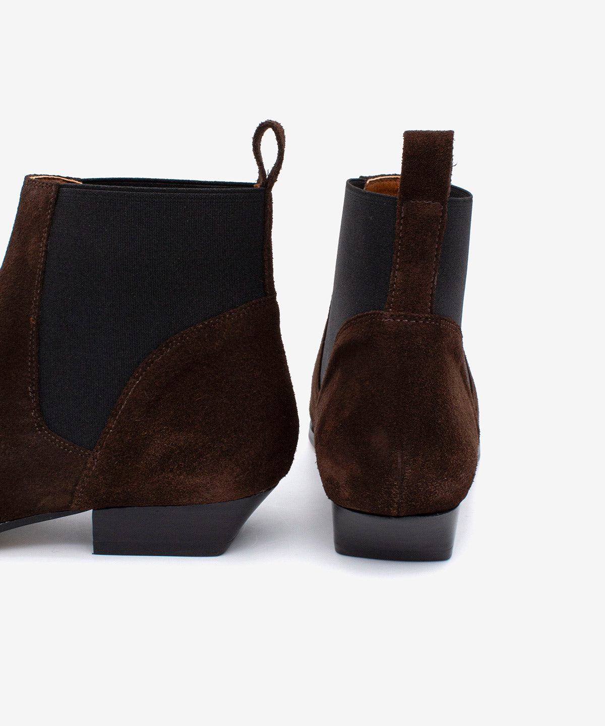 Botines chelsea de mujer de tacón bajo de serraje, negade - Ángel Alarcón - Marrón oscuro Marrón oscuro-6