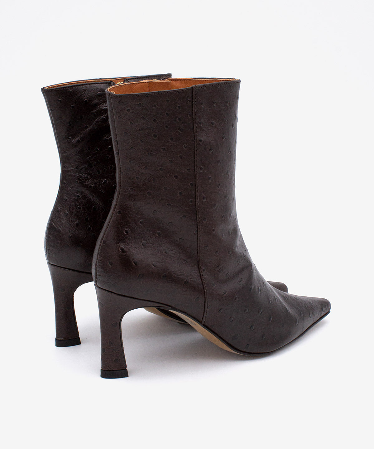 Botines básicos de mujer de tacón fino elegante de piel print avestruz, aviana - Ángel Alarcón - Marrón oscuro Marrón oscuro-4