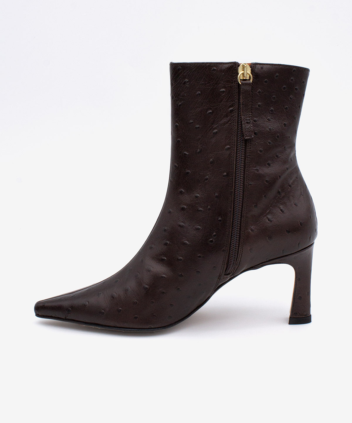 Botines básicos de mujer de tacón fino elegante de piel print avestruz, aviana - Ángel Alarcón - Marrón oscuro Marrón oscuro-5