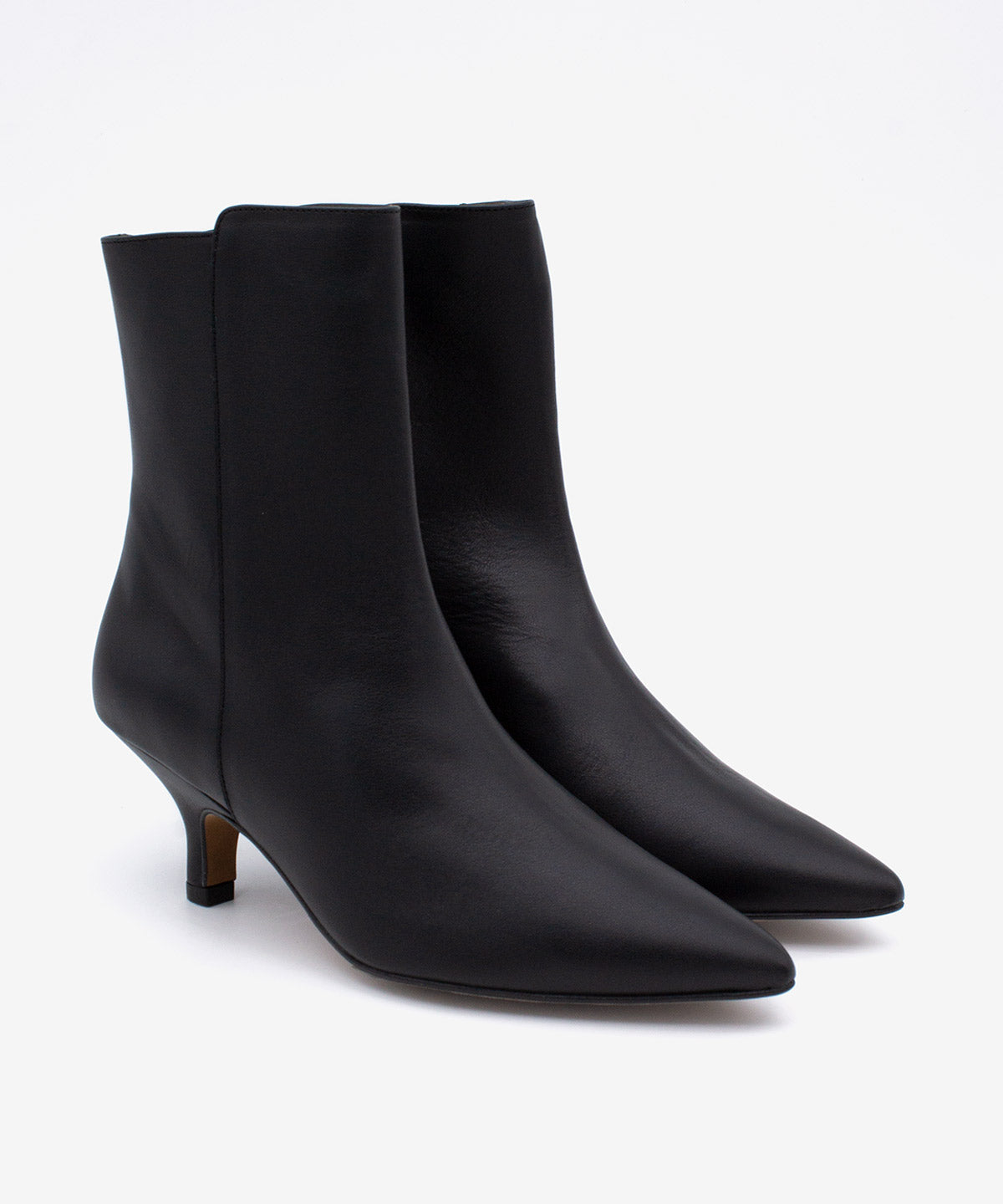 Botines básicos de mujer de tacón medio de punta fina de piel lisa, dayana - Ángel Alarcón - Negro Negro-3