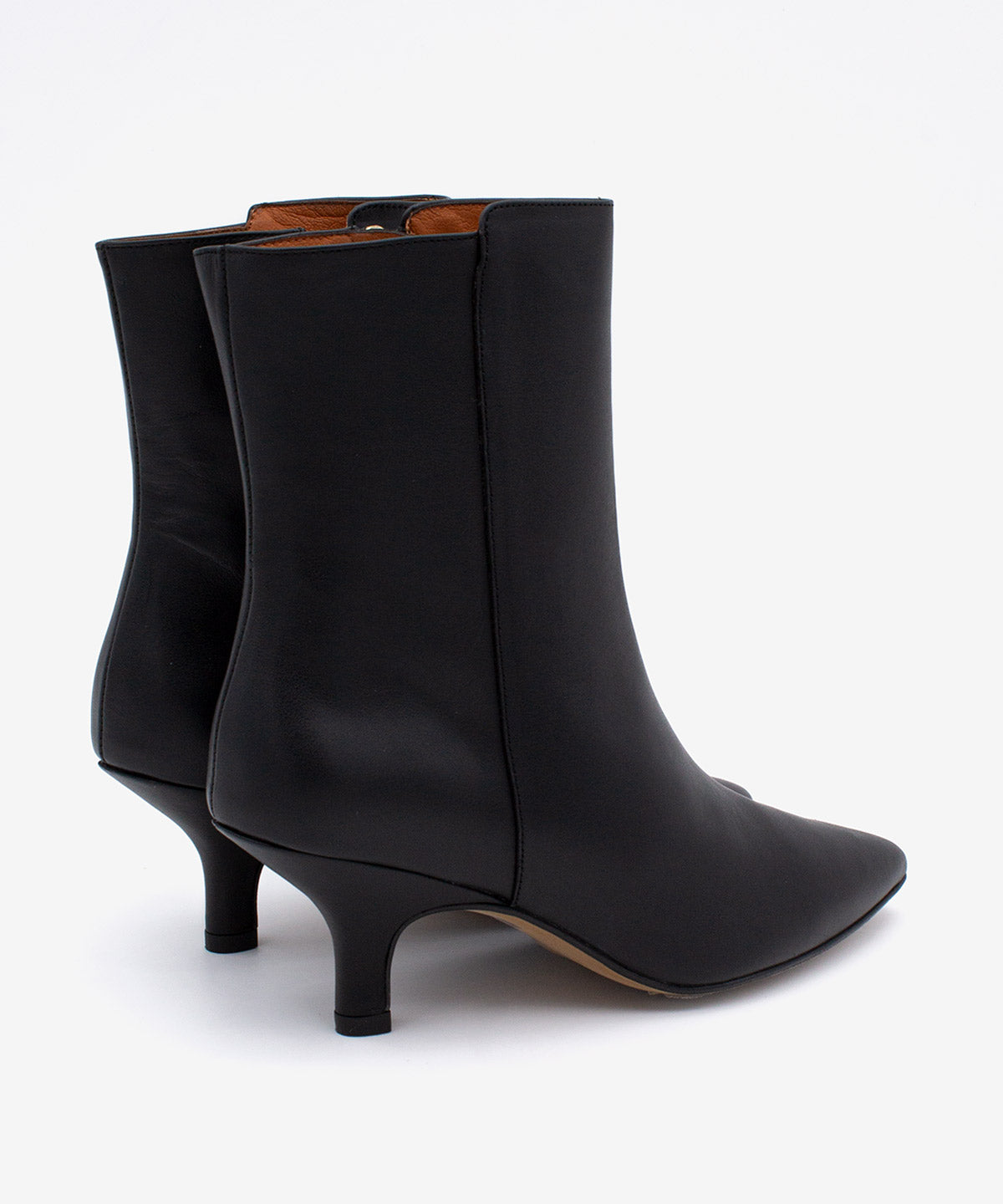 Botines básicos de mujer de tacón medio de punta fina de piel lisa, dayana - Ángel Alarcón - Negro Negro-4