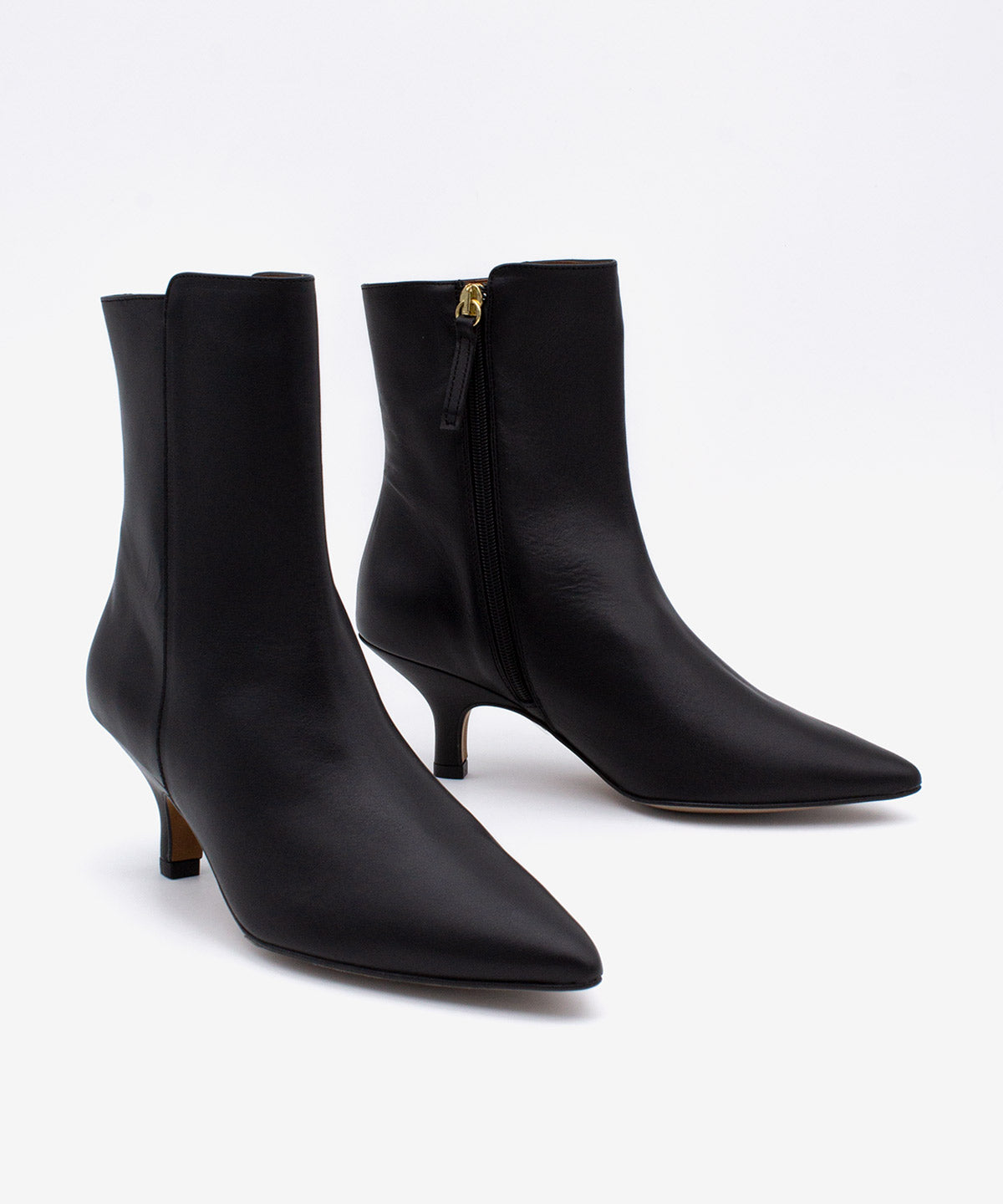 Botines básicos de mujer de tacón medio de punta fina de piel lisa, dayana - Ángel Alarcón - Negro Negro-6