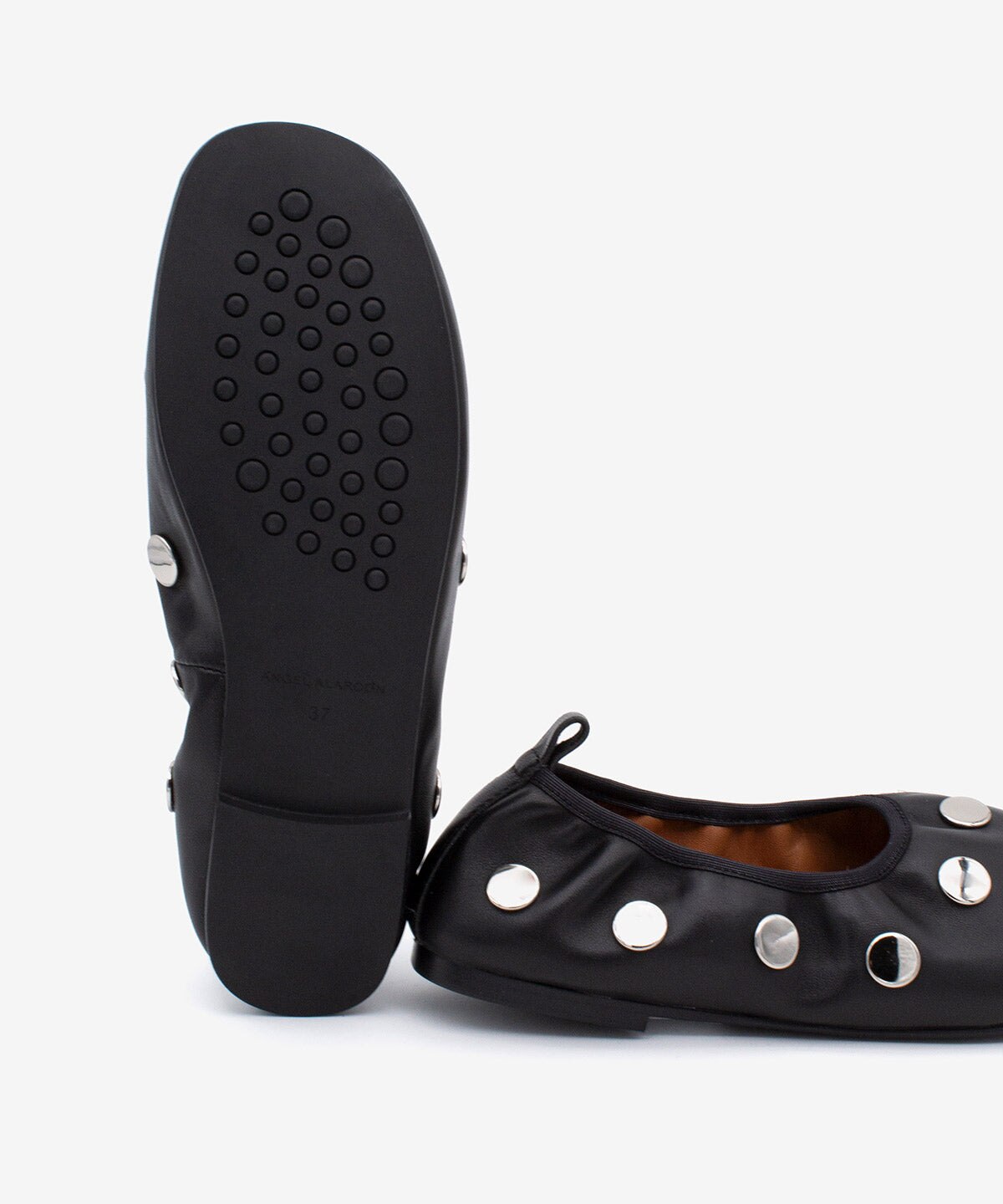 Bailarinas planas de mujer con tachas de estilo rock & roll de piel suave mestizo, felicia - Ángel Alarcón - Negro Negro-6
