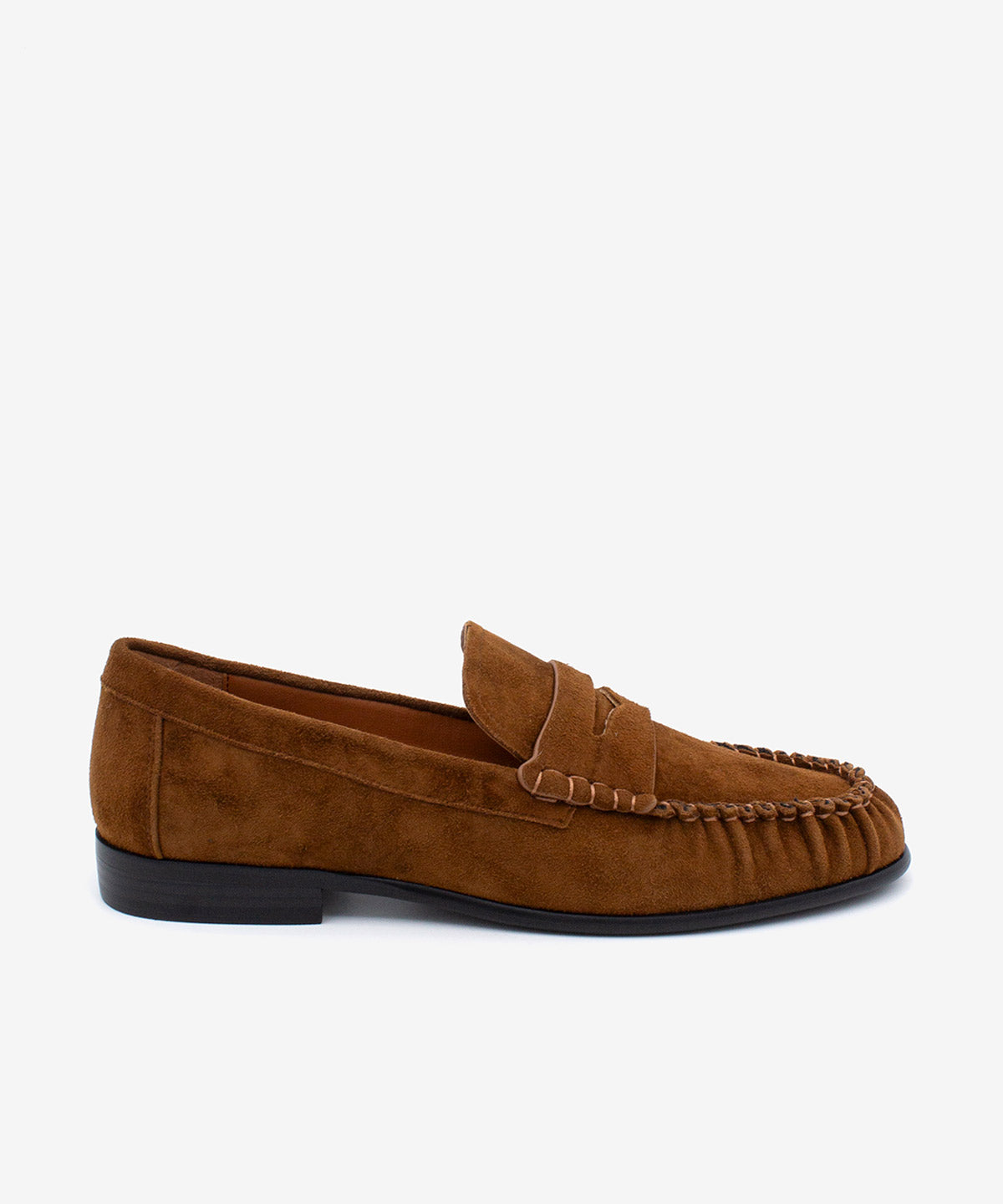 Imagen 0 de Mocasines planos de mujer de puntera redonda con suela rubber de ante, daphne Camel
